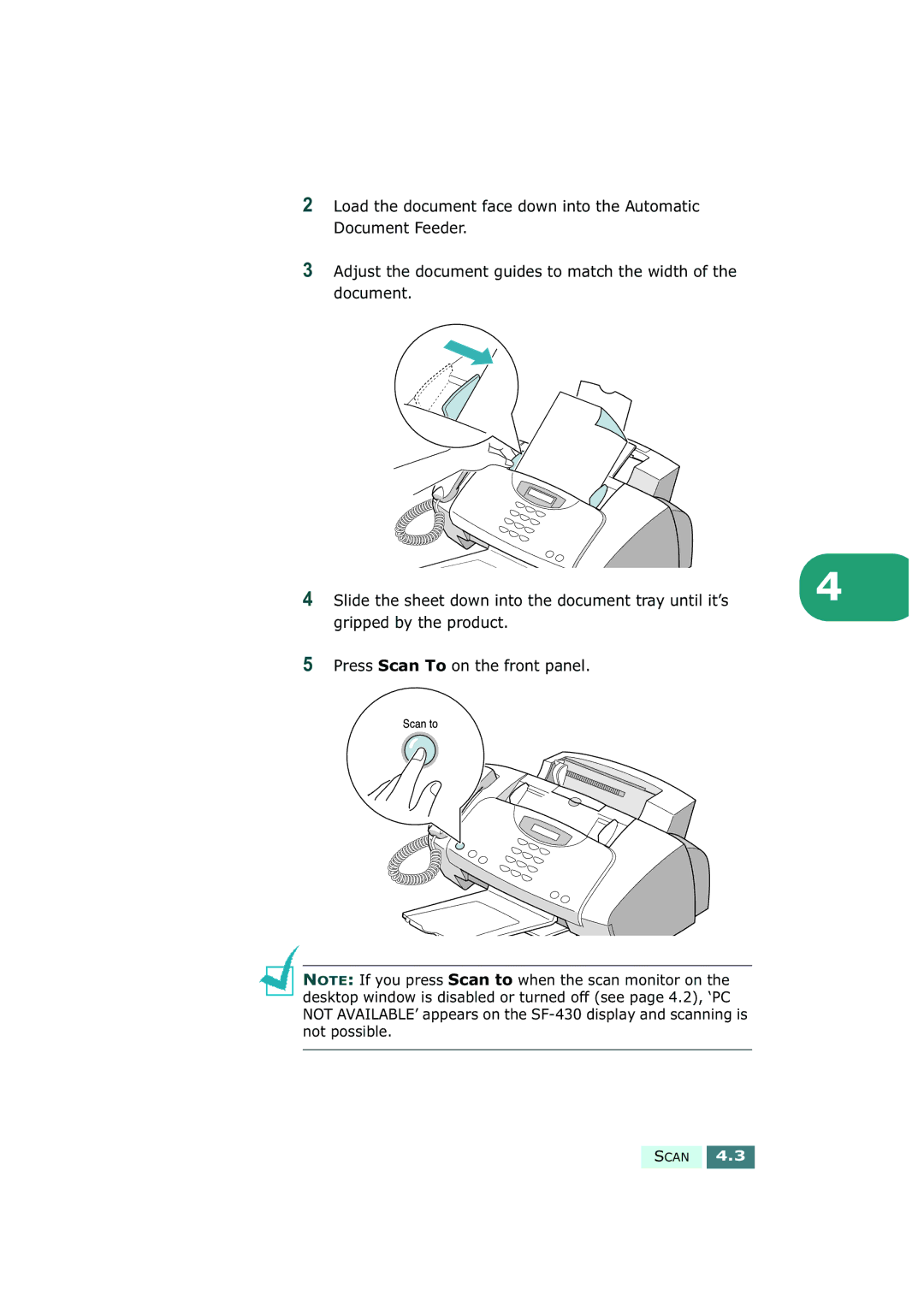 Samsung SF-430 manual Scan 