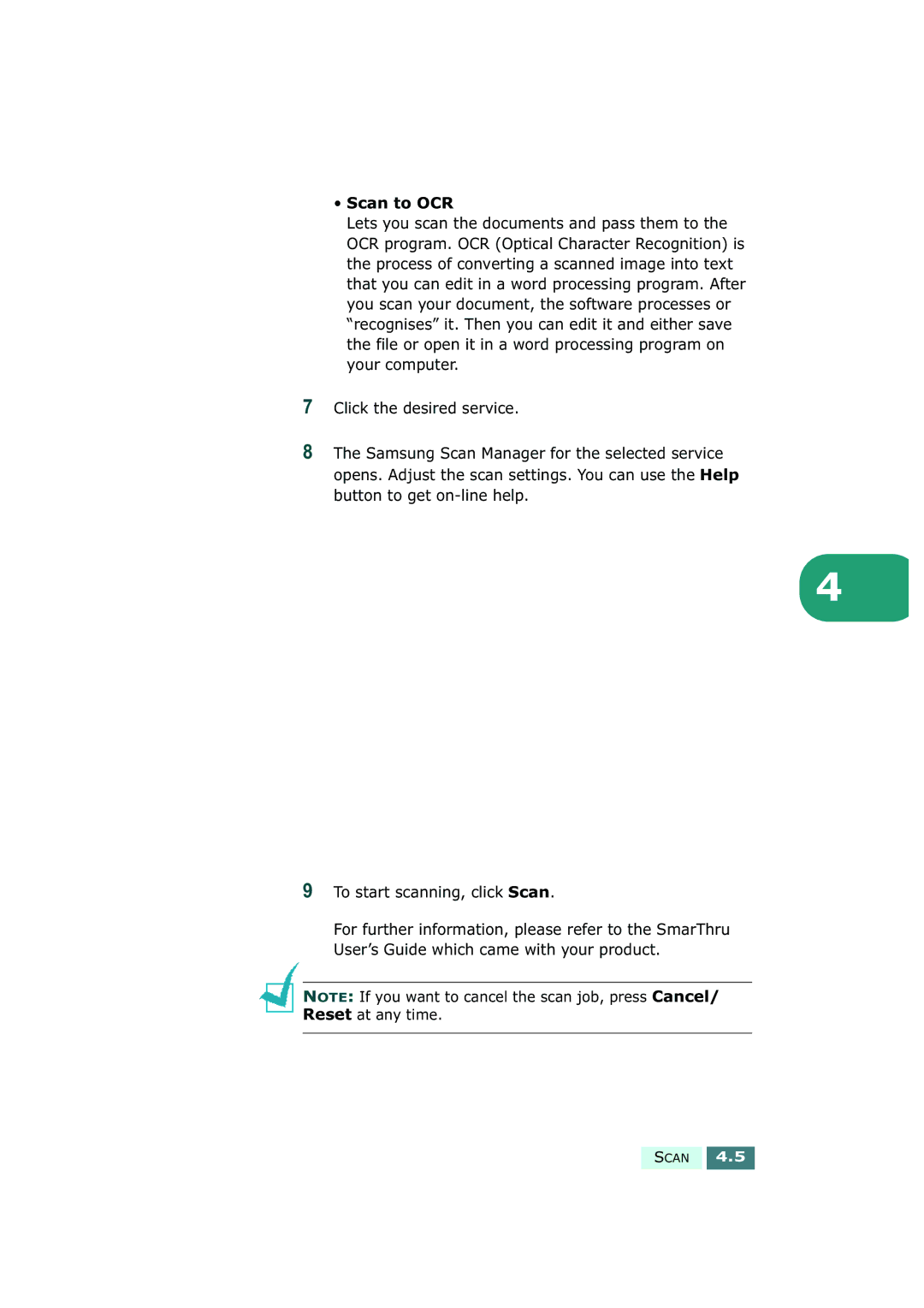 Samsung SF-430 manual Scan to OCR 