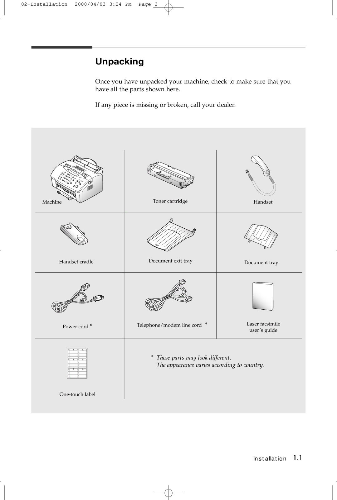 Samsung SF-5100 manual Unpacking 