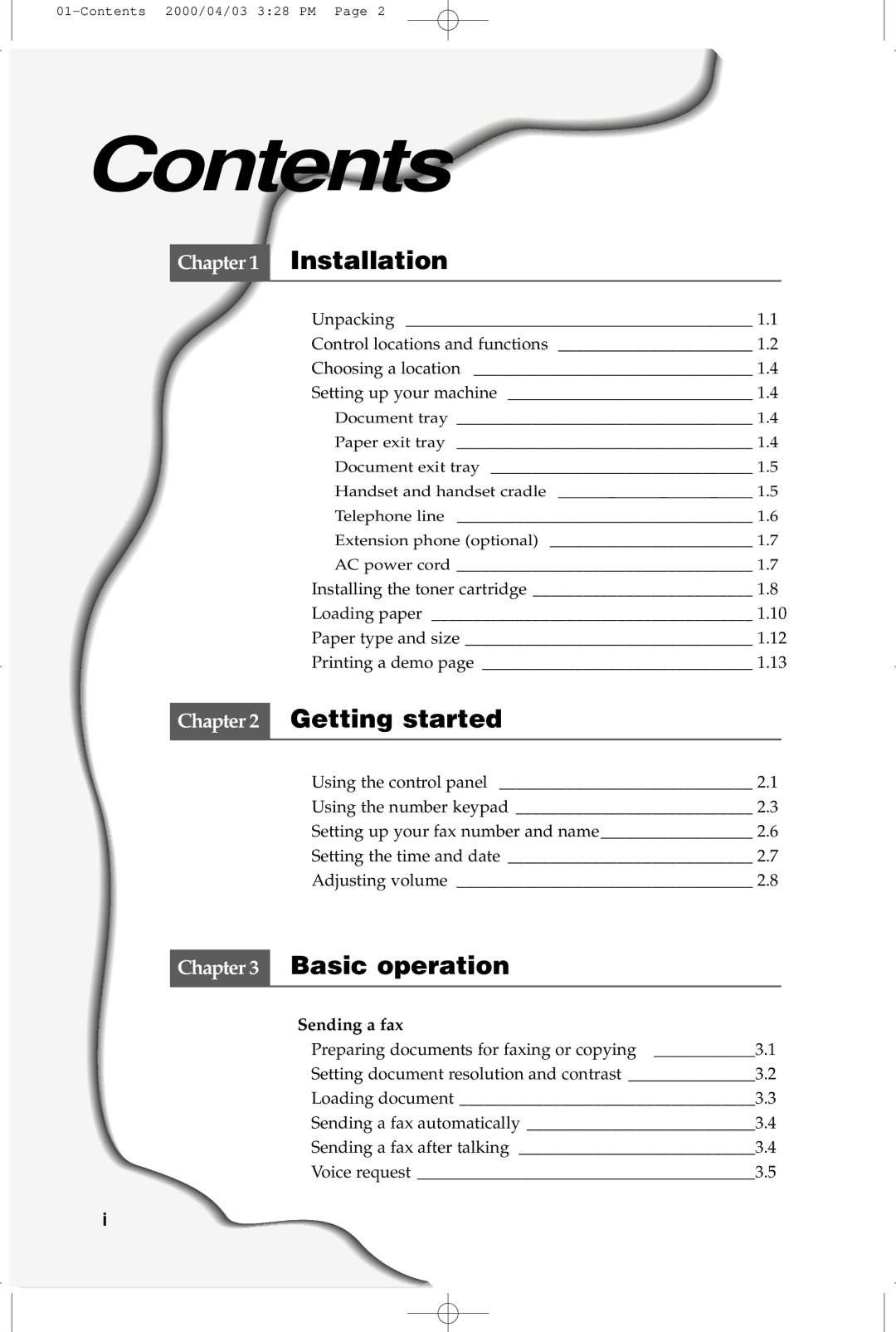 Samsung SF-5100 manual Contents 