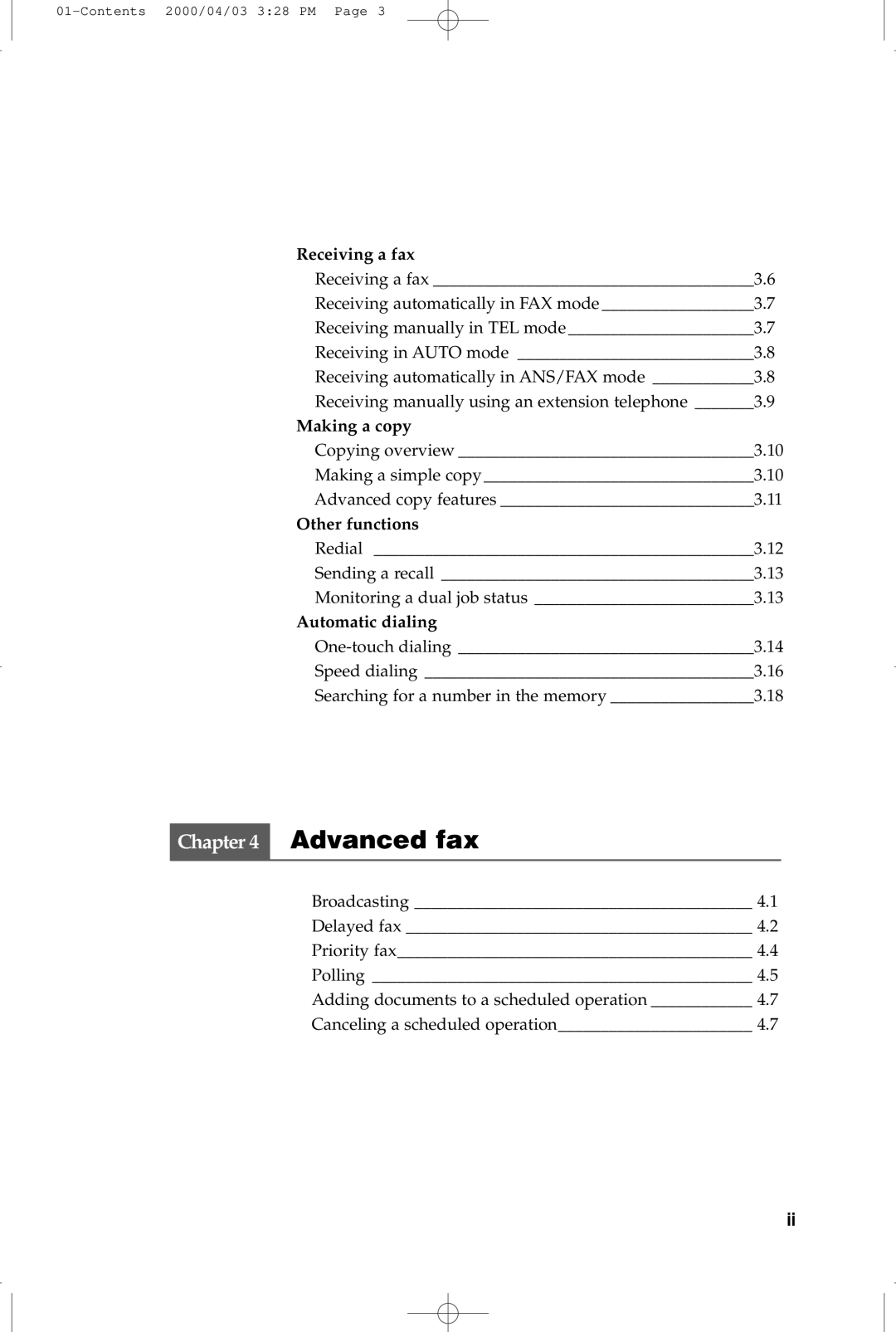 Samsung SF-5100 manual Receiving a fax, Making a copy, Other functions, Automatic dialing 