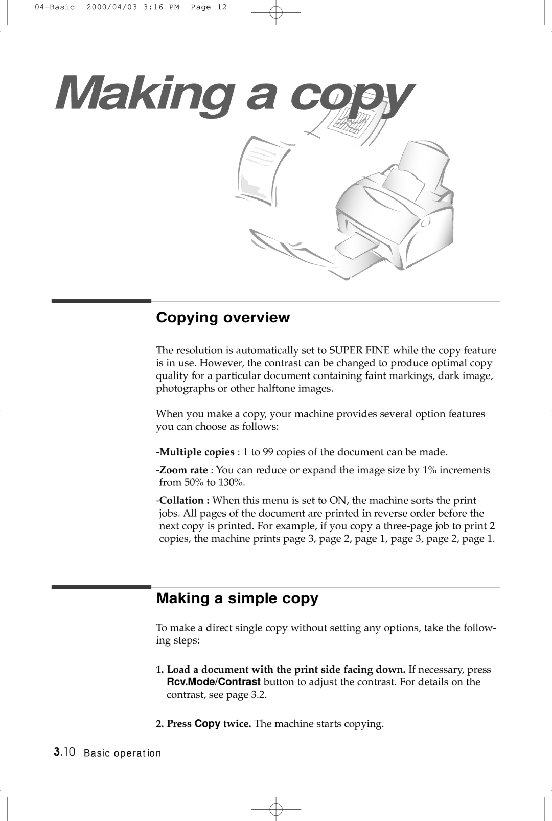 Samsung SF-5100 manual Copying overview, Making a simple copy 