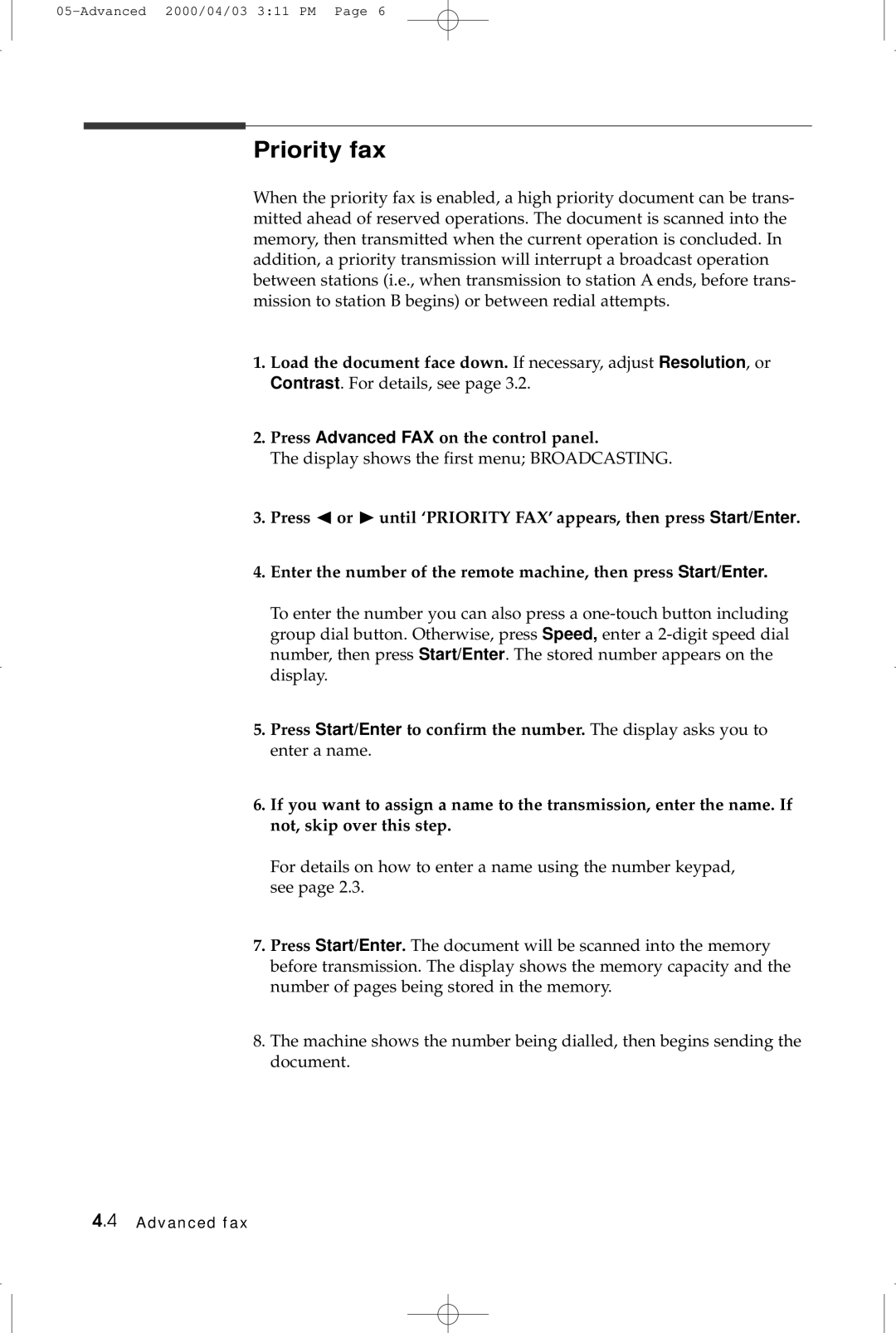 Samsung SF-5100 manual Priority fax 