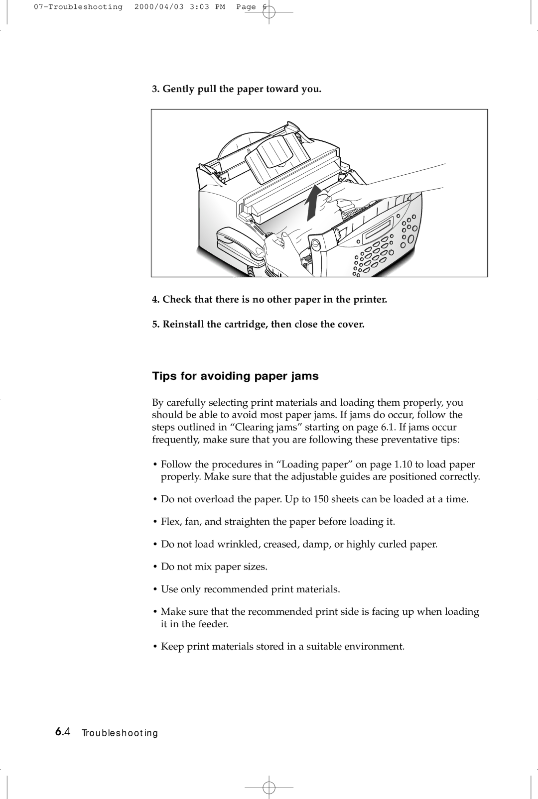 Samsung SF-5100 manual Tips for avoiding paper jams 