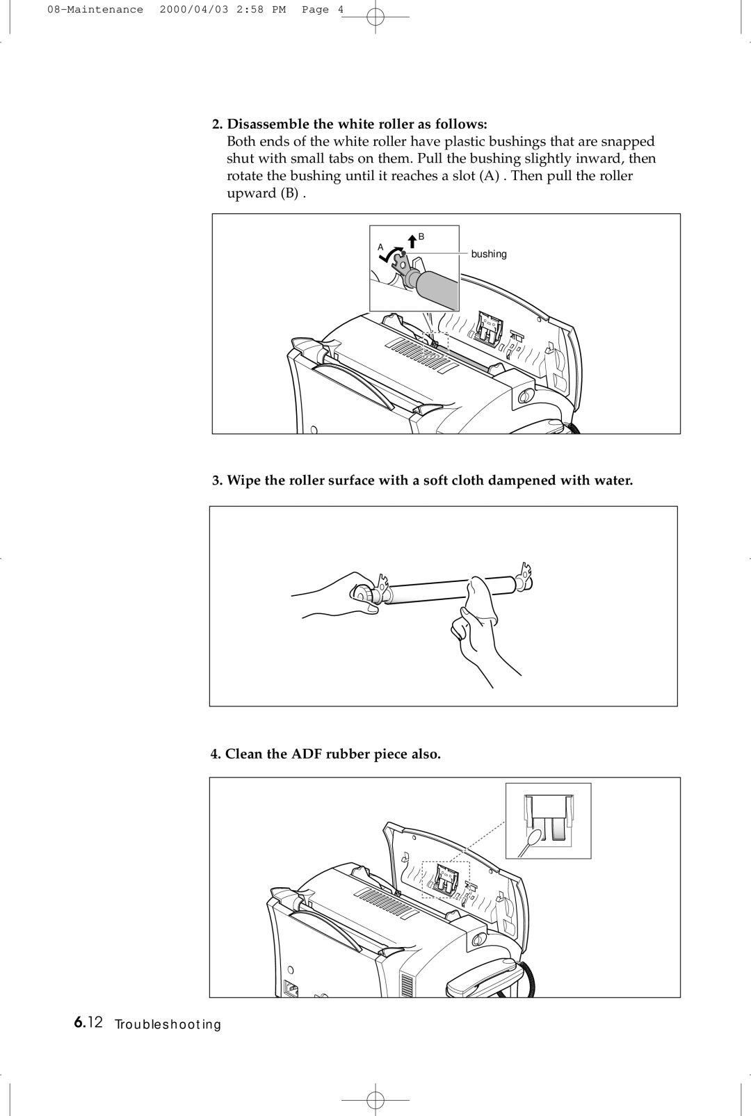 Samsung SF-5100 manual Disassemble the white roller as follows 