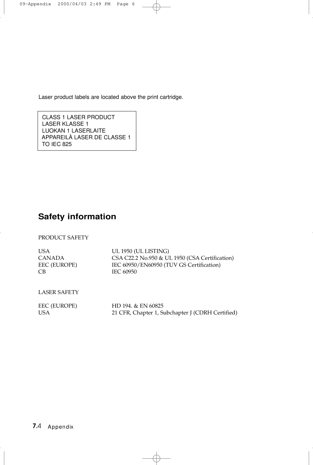 Samsung SF-5100 manual Safety information 