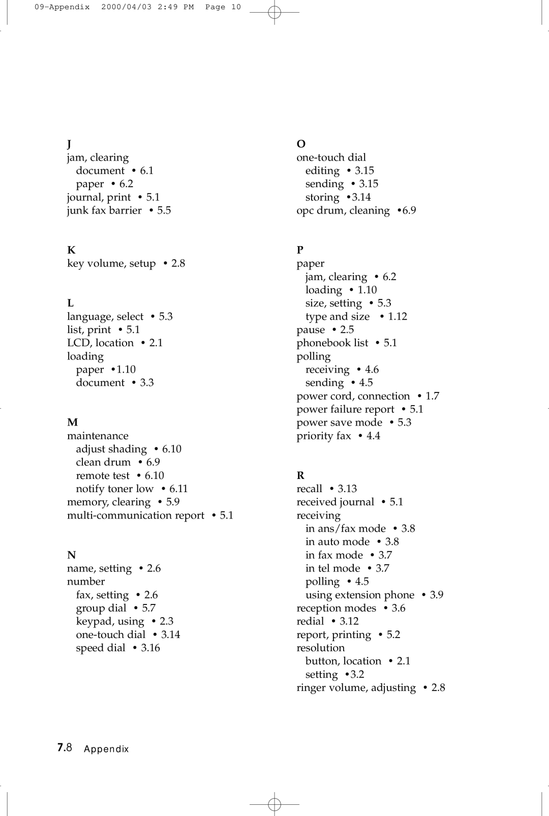 Samsung SF-5100 manual Appendix 