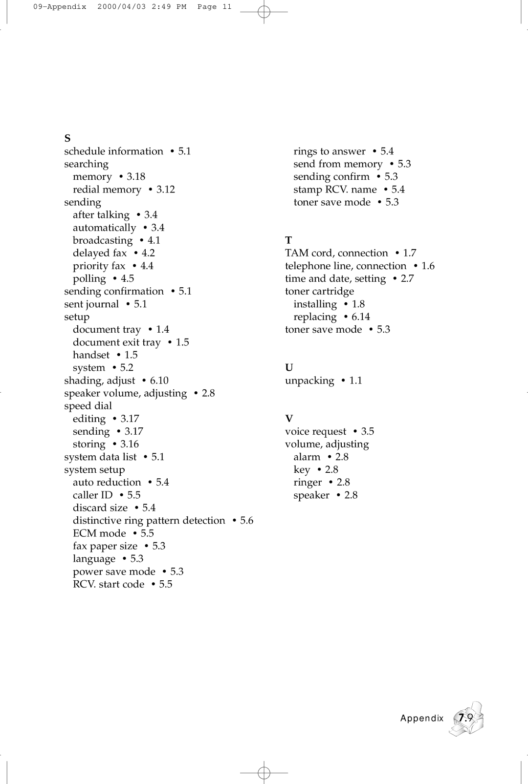 Samsung SF-5100 manual Appendix 