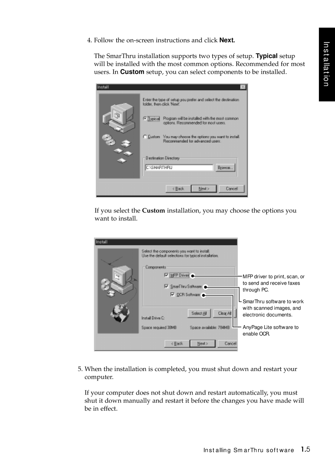 Samsung SF-5100P manual AnyPage Lite software to enable OCR 