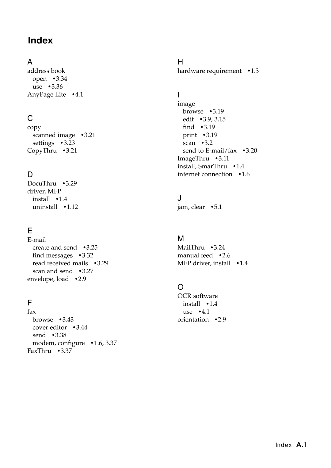 Samsung SF-5100P manual Index 