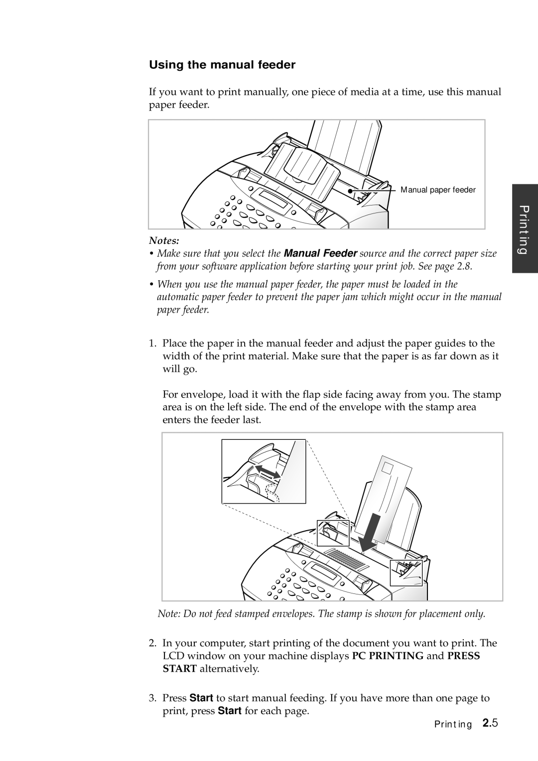 Samsung SF-5100P Using the manual feeder 