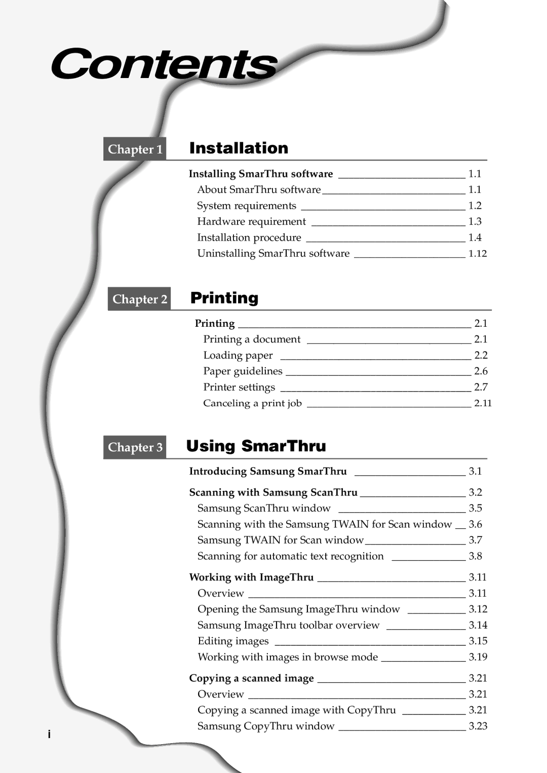 Samsung SF-5100P manual Contents 