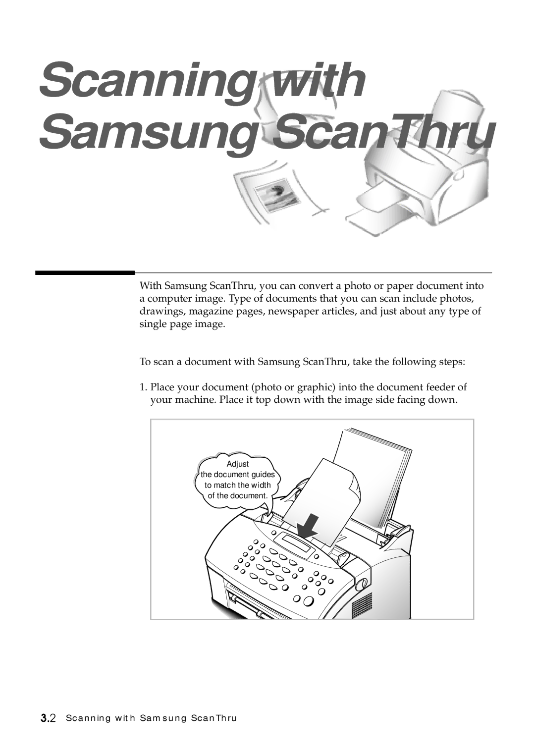 Samsung SF-5100P manual Scanning with Samsung ScanThru 