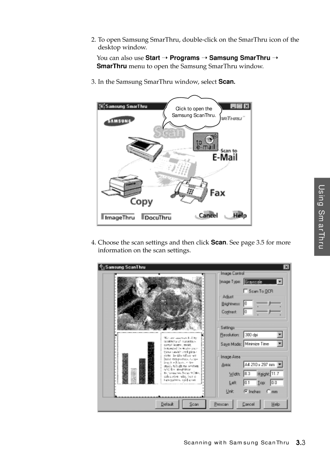 Samsung SF-5100P manual Click to open Samsung ScanThru 