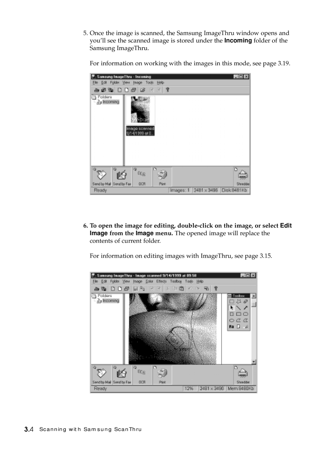 Samsung SF-5100P manual For information on editing images with ImageThru, see 