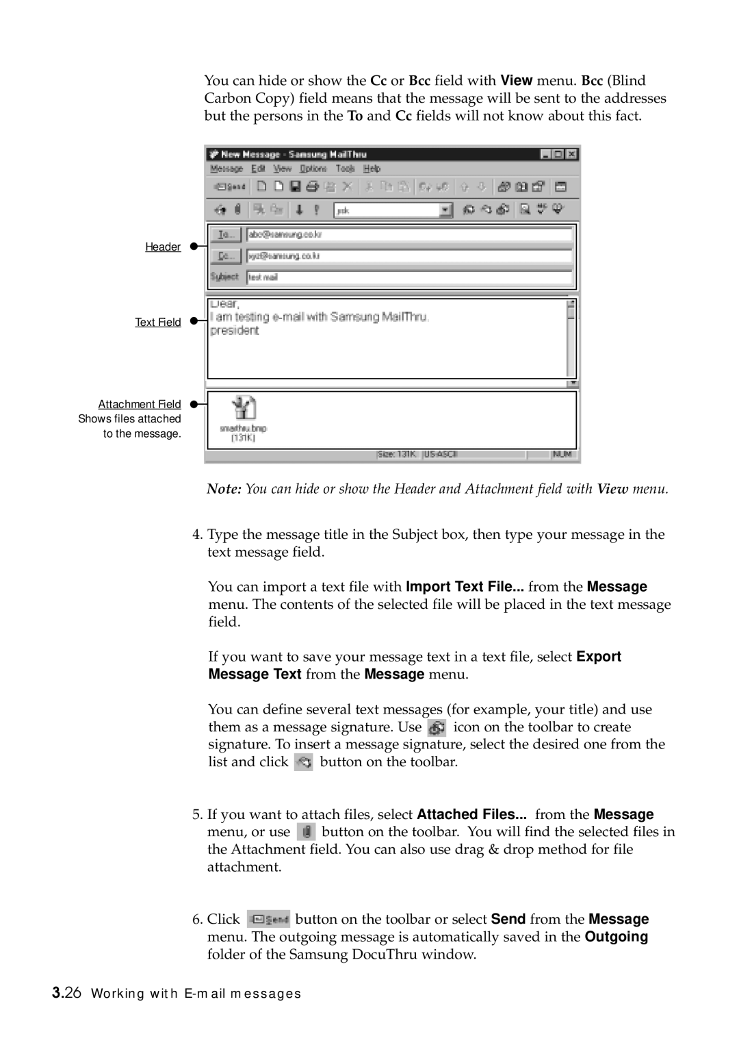 Samsung SF-5100P manual Header Text Field 