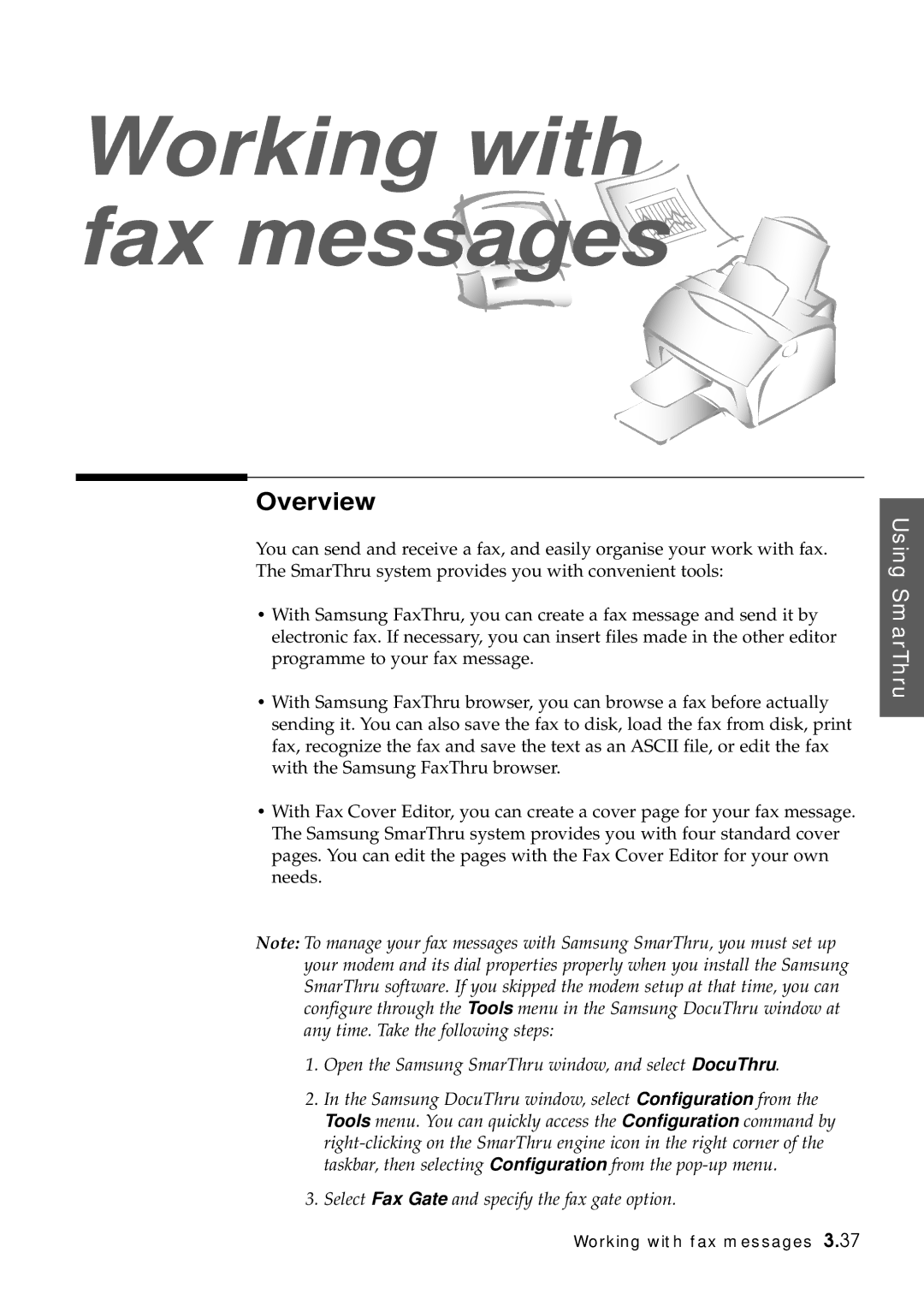 Samsung SF-5100P manual Working with fax messages, Overview 