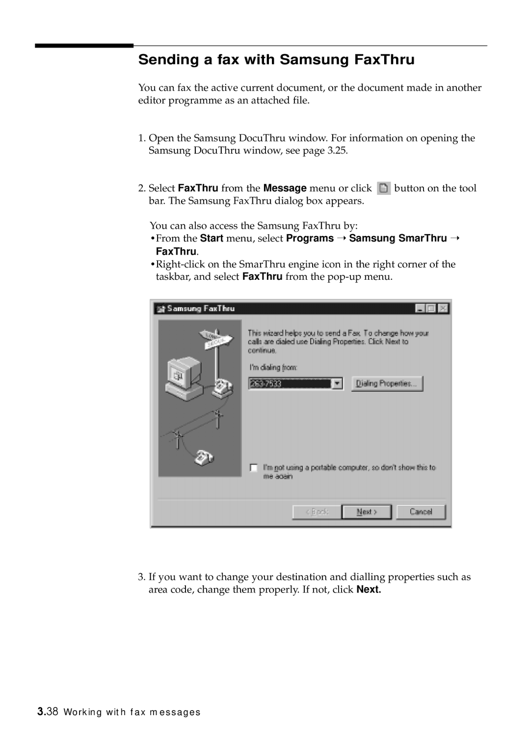 Samsung SF-5100P manual Sending a fax with Samsung FaxThru 