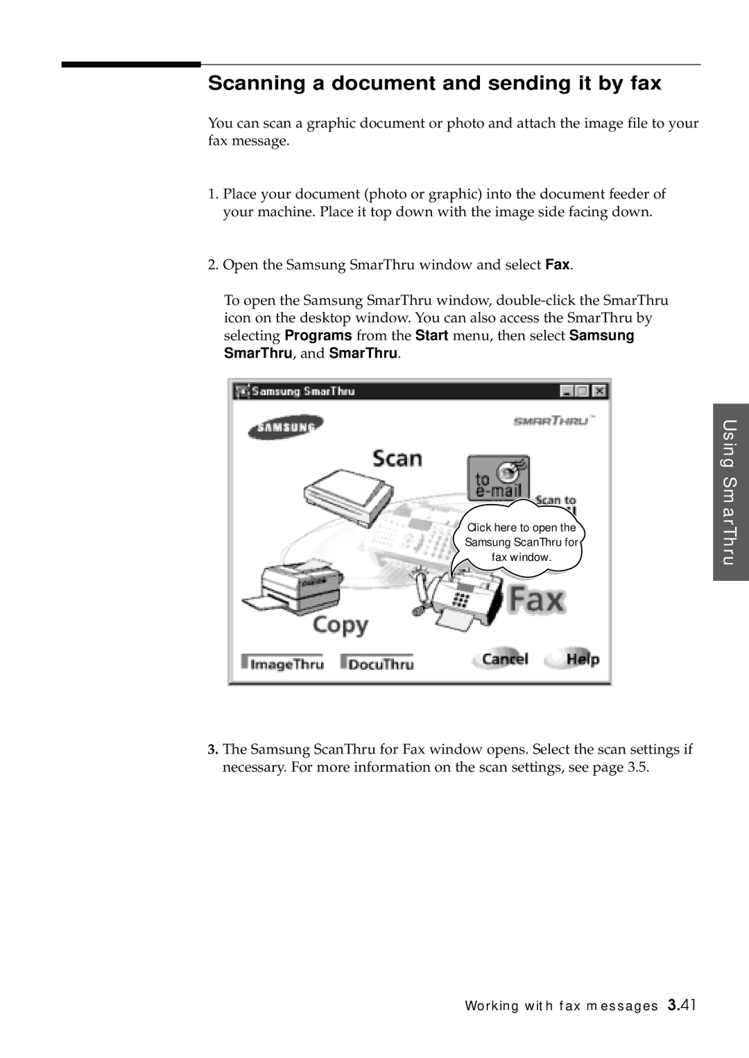 Samsung SF-5100P manual Scanning a document and sending it by fax 