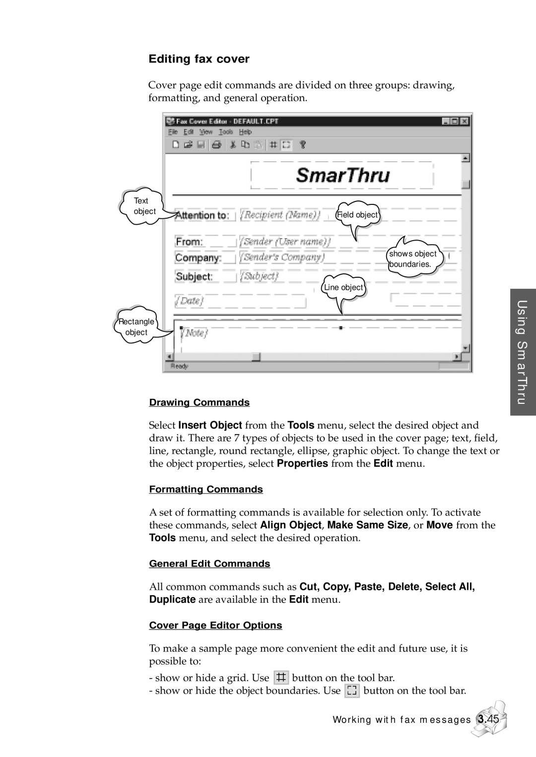 Samsung SF-5100P manual Editing fax cover 