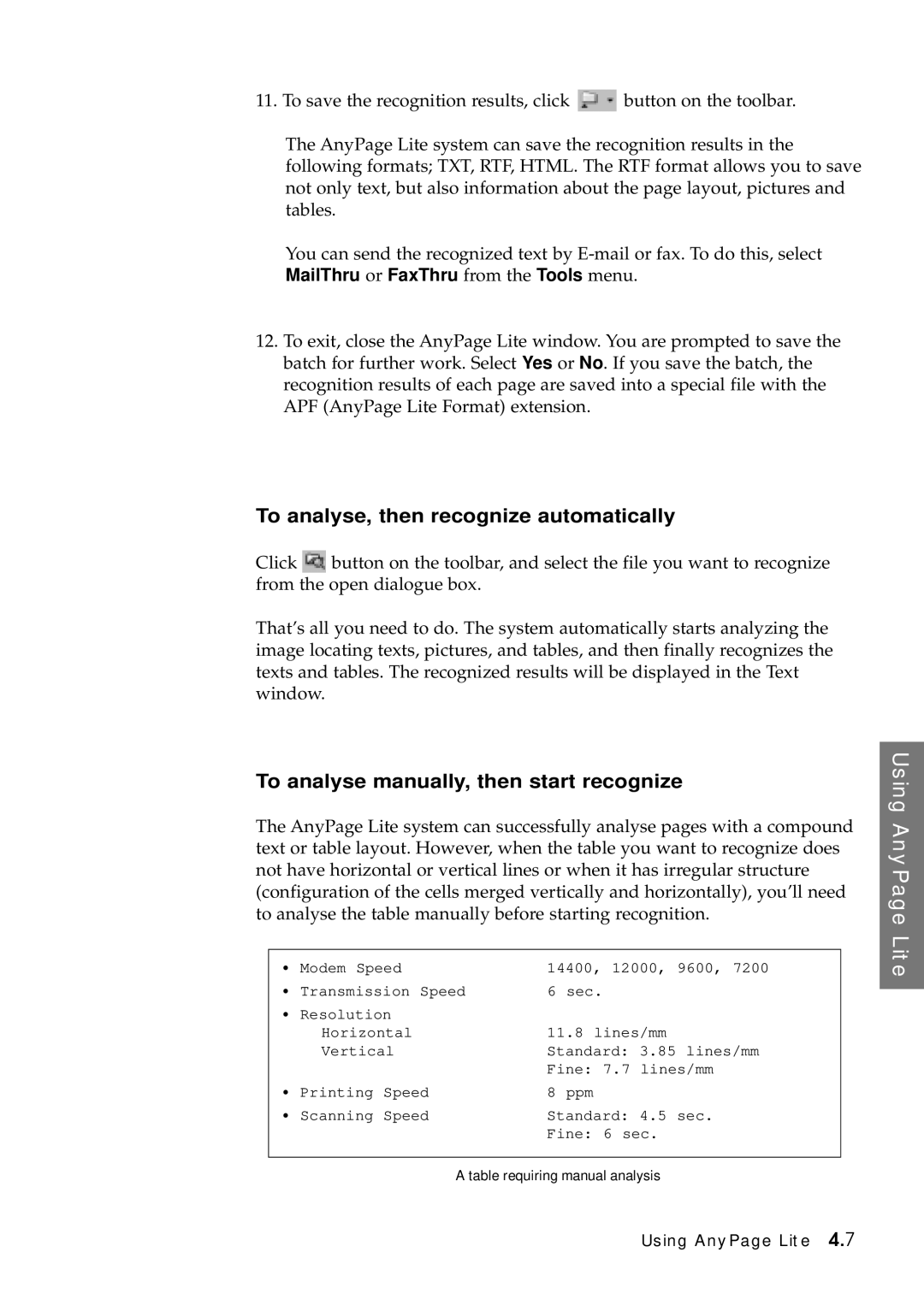 Samsung SF-5100P To analyse, then recognize automatically, To analyse manually, then start recognize 