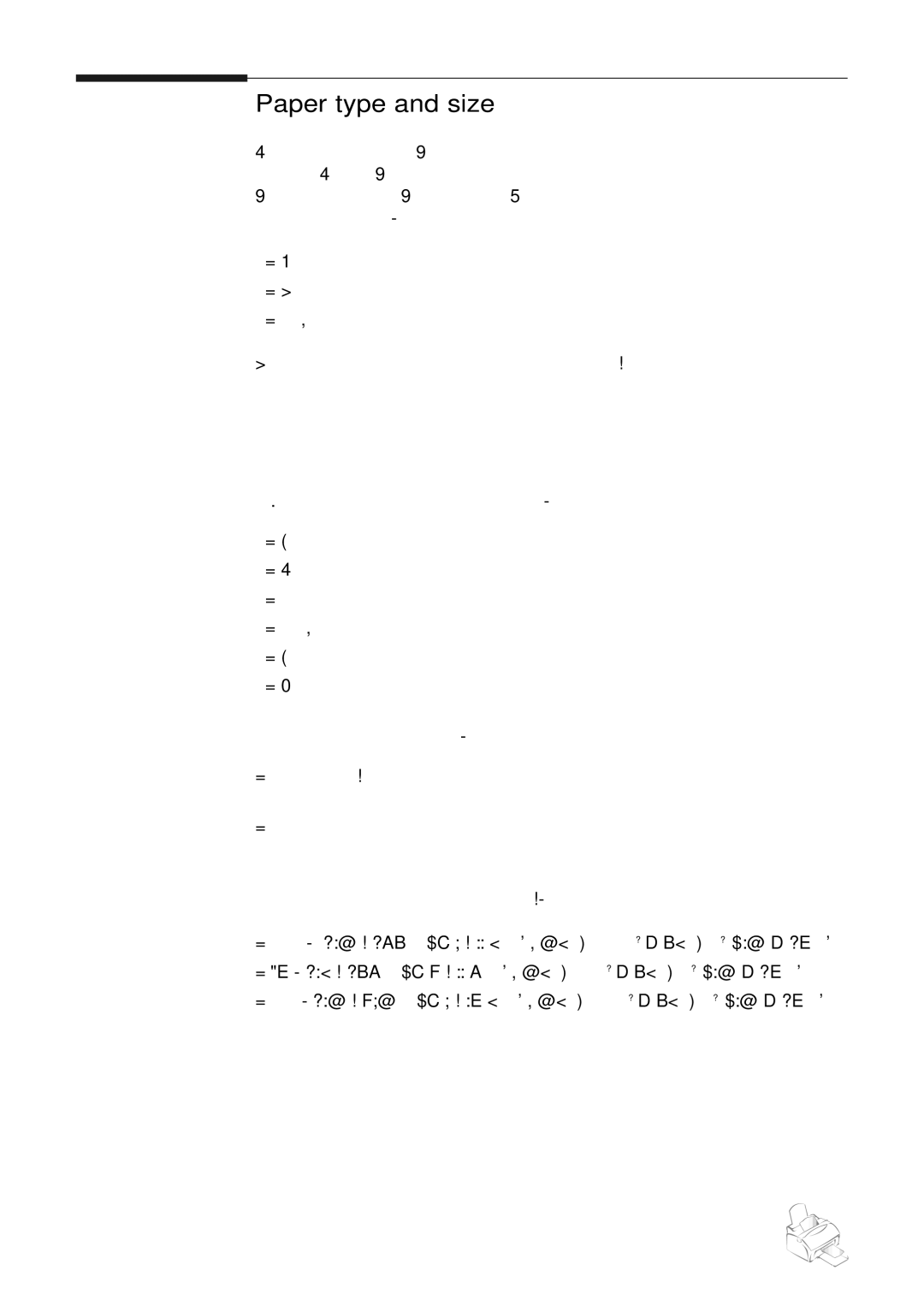 Samsung SF-515 manual Paper type and size 