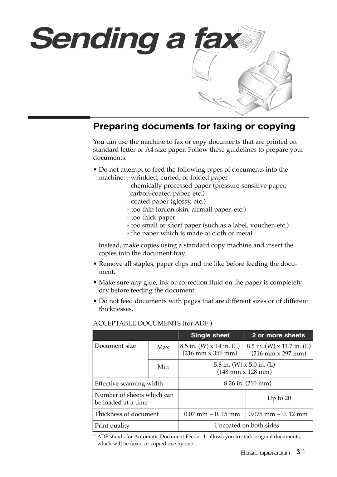 Samsung SF-515 manual Sending a fax, Preparing documents for faxing or copying 