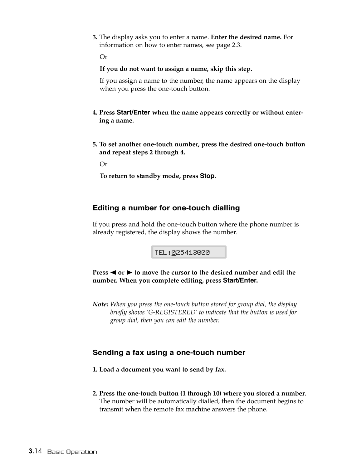 Samsung SF-515 manual Editing a number for one-touch dialling, Sending a fax using a one-touch number 