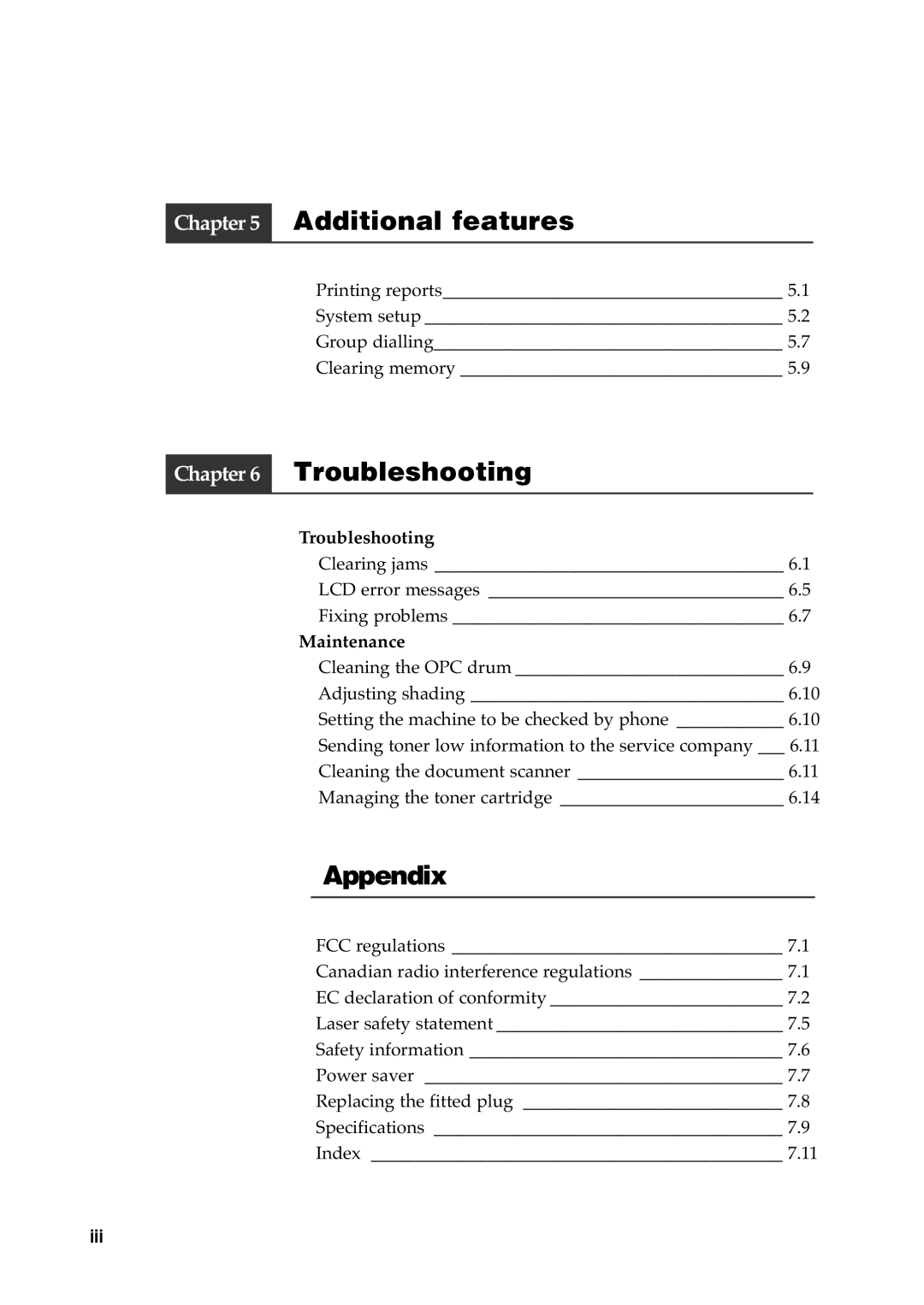 Samsung SF-515 manual Troubleshooting, Maintenance 