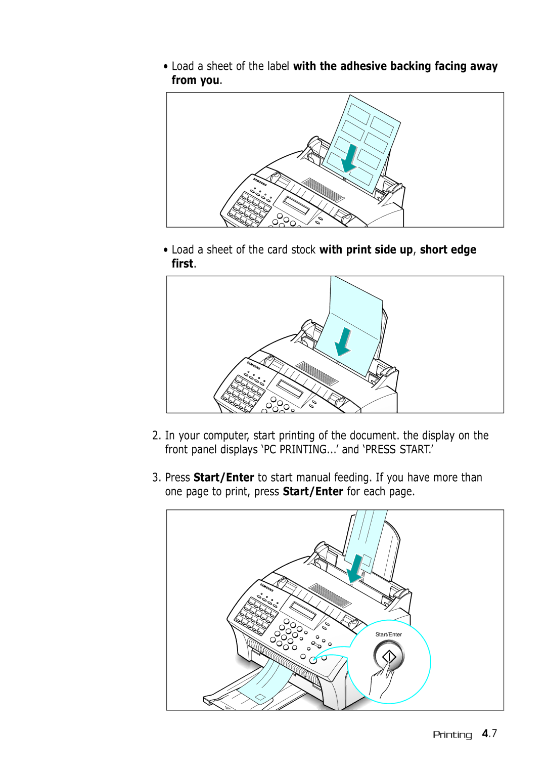 Samsung SF-530 Series manual Start/Enter 