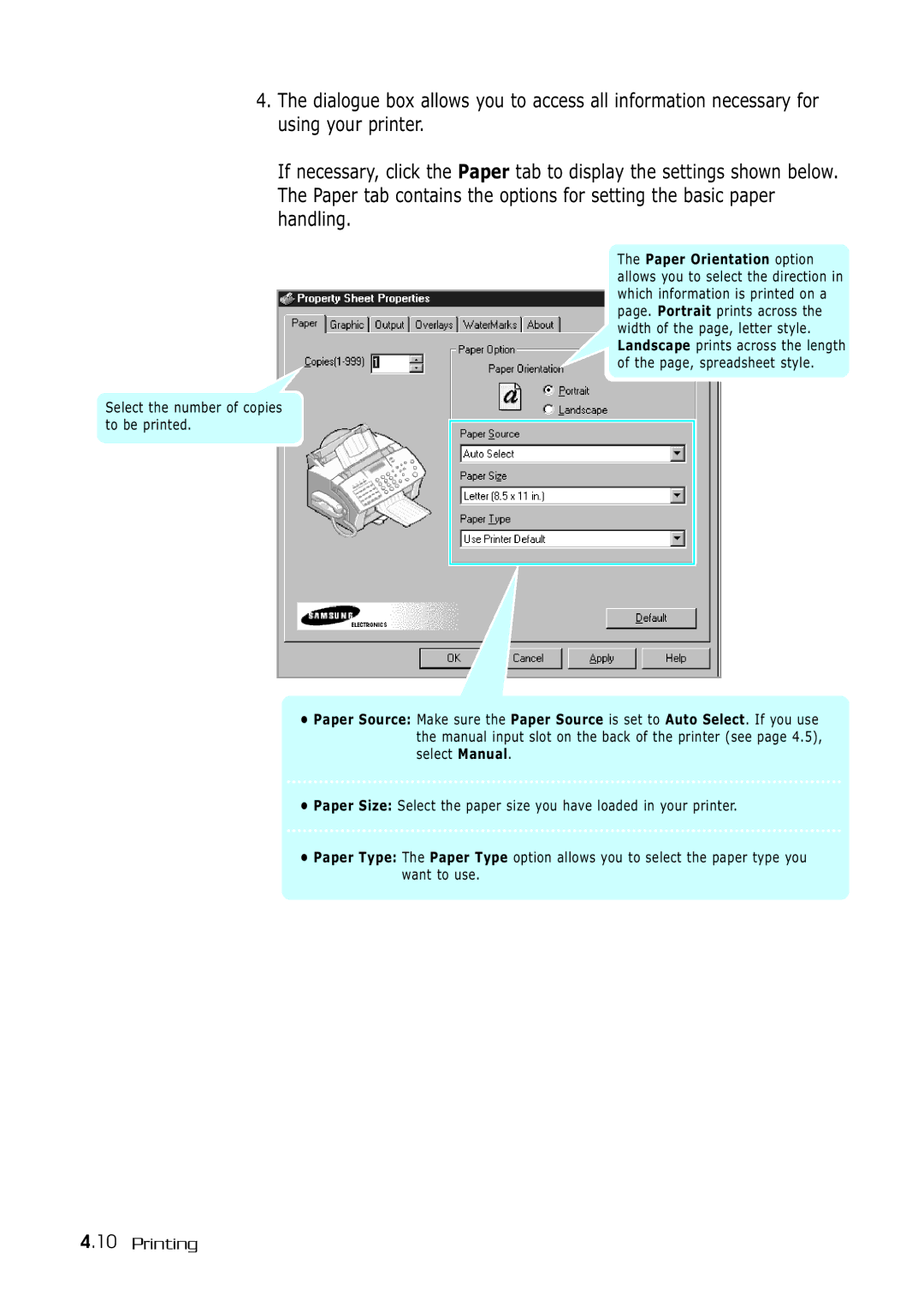 Samsung SF-530 Series manual Select the number of copies to be printed 