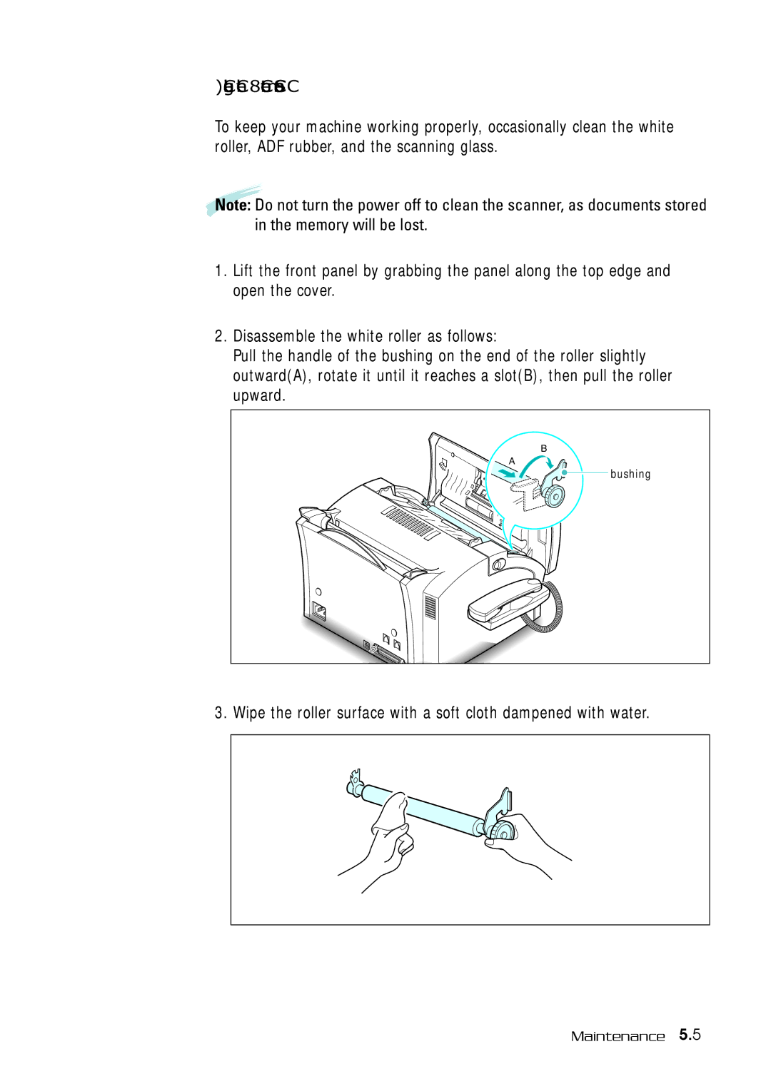 Samsung SF-530 Series manual Cleaning the Document Scanner 