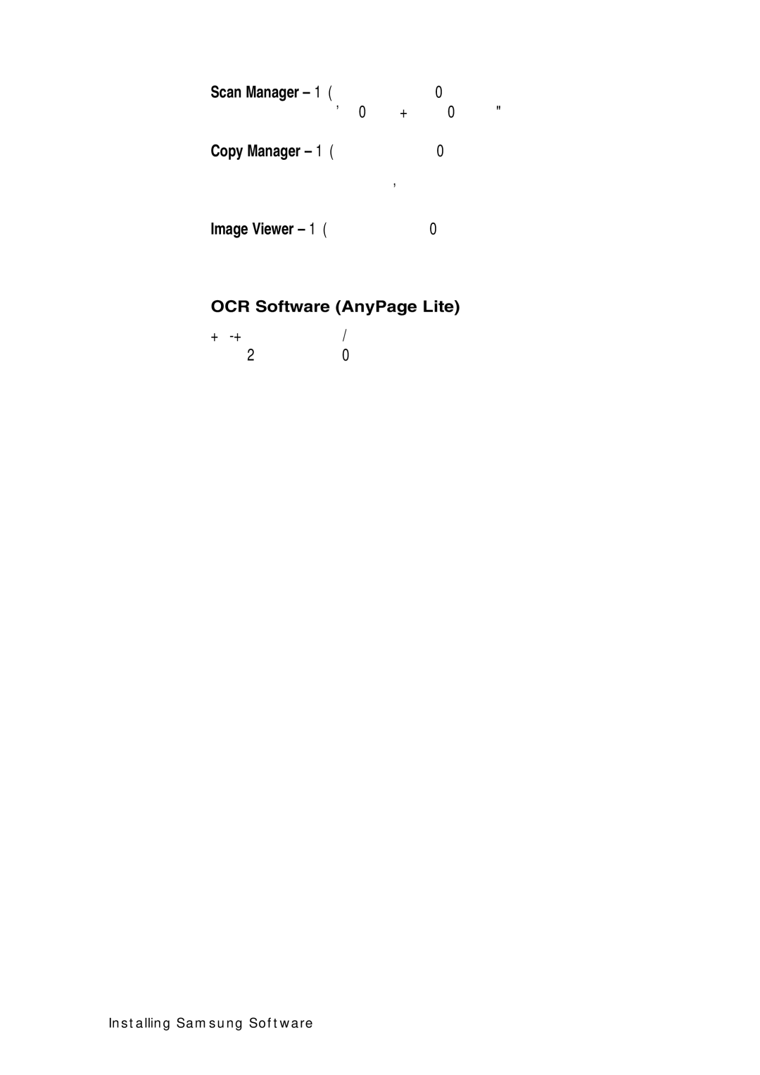 Samsung SF-530 Series manual OCR Software AnyPage Lite 