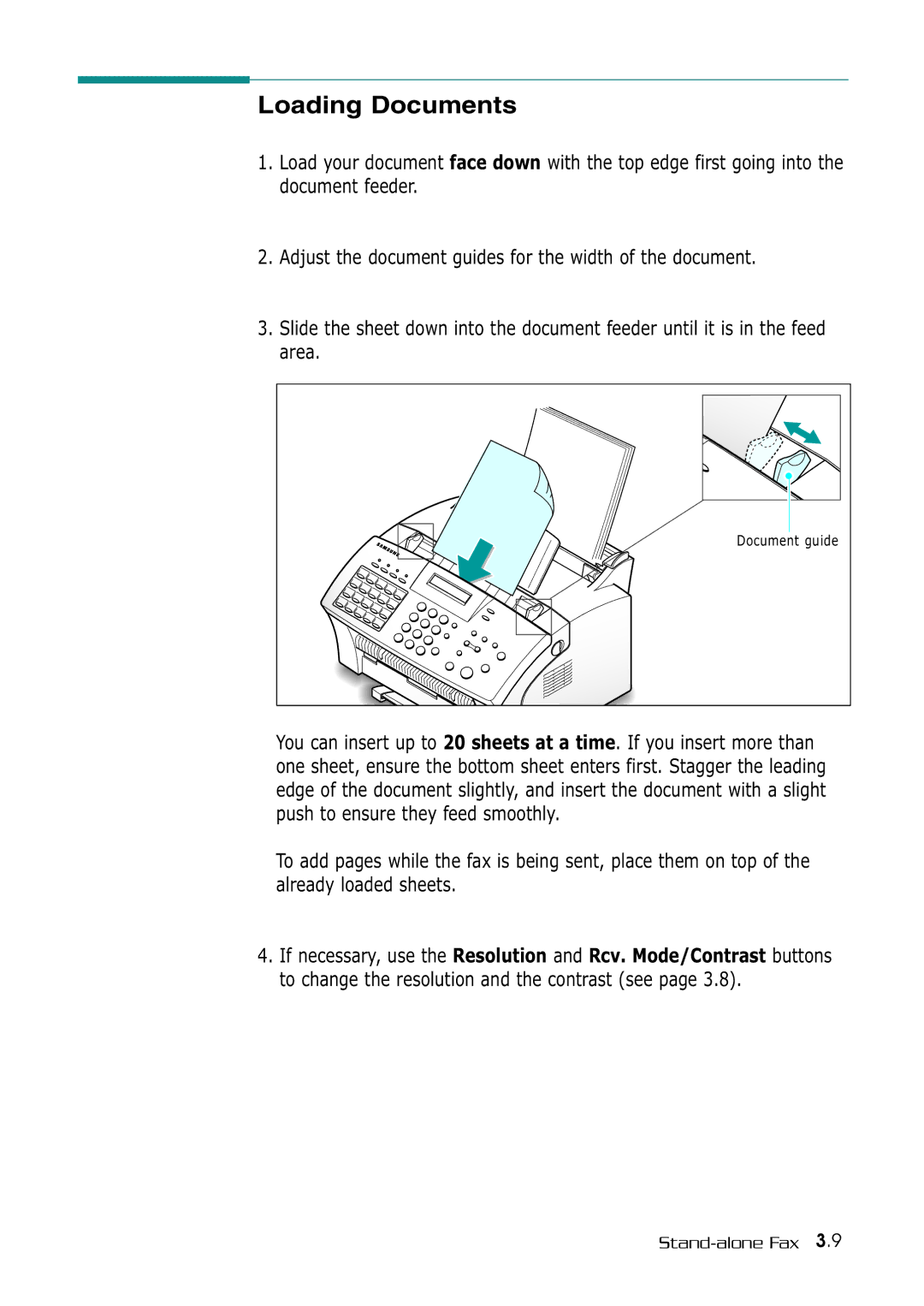 Samsung SF-530 Series manual Loading Documents 