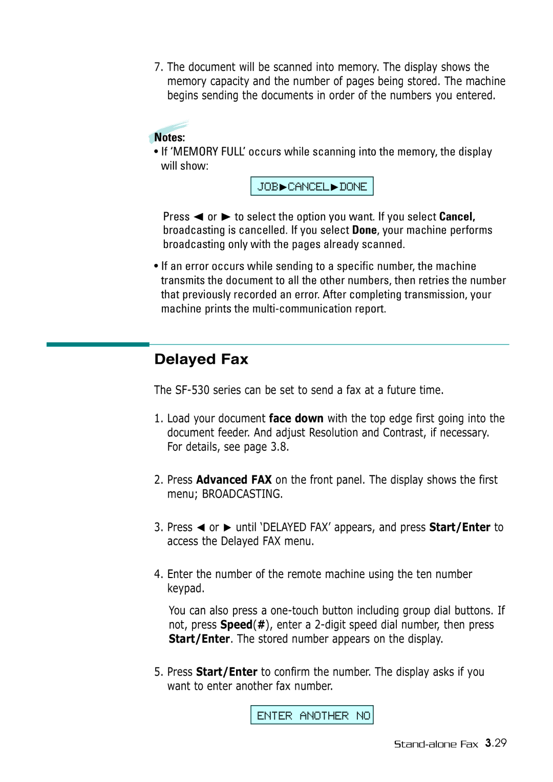 Samsung SF-530 Series manual Delayed Fax 