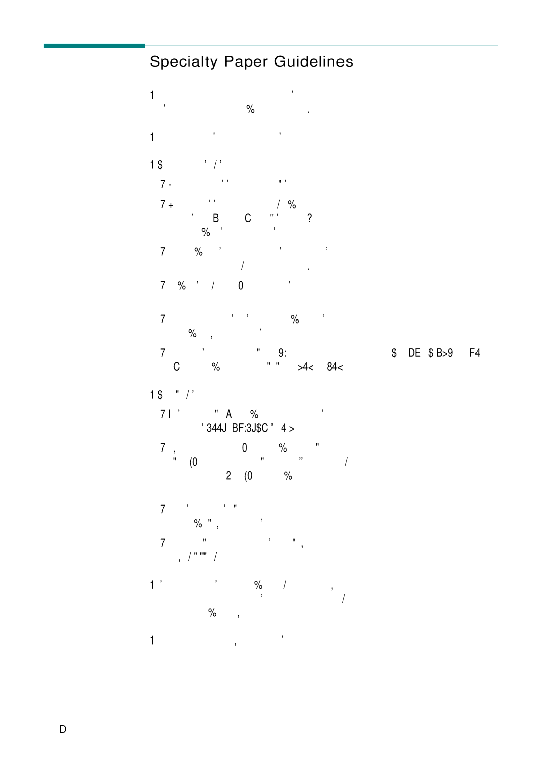 Samsung SF-555P manual Specialty Paper Guidelines, For labels, follow these guidelines 