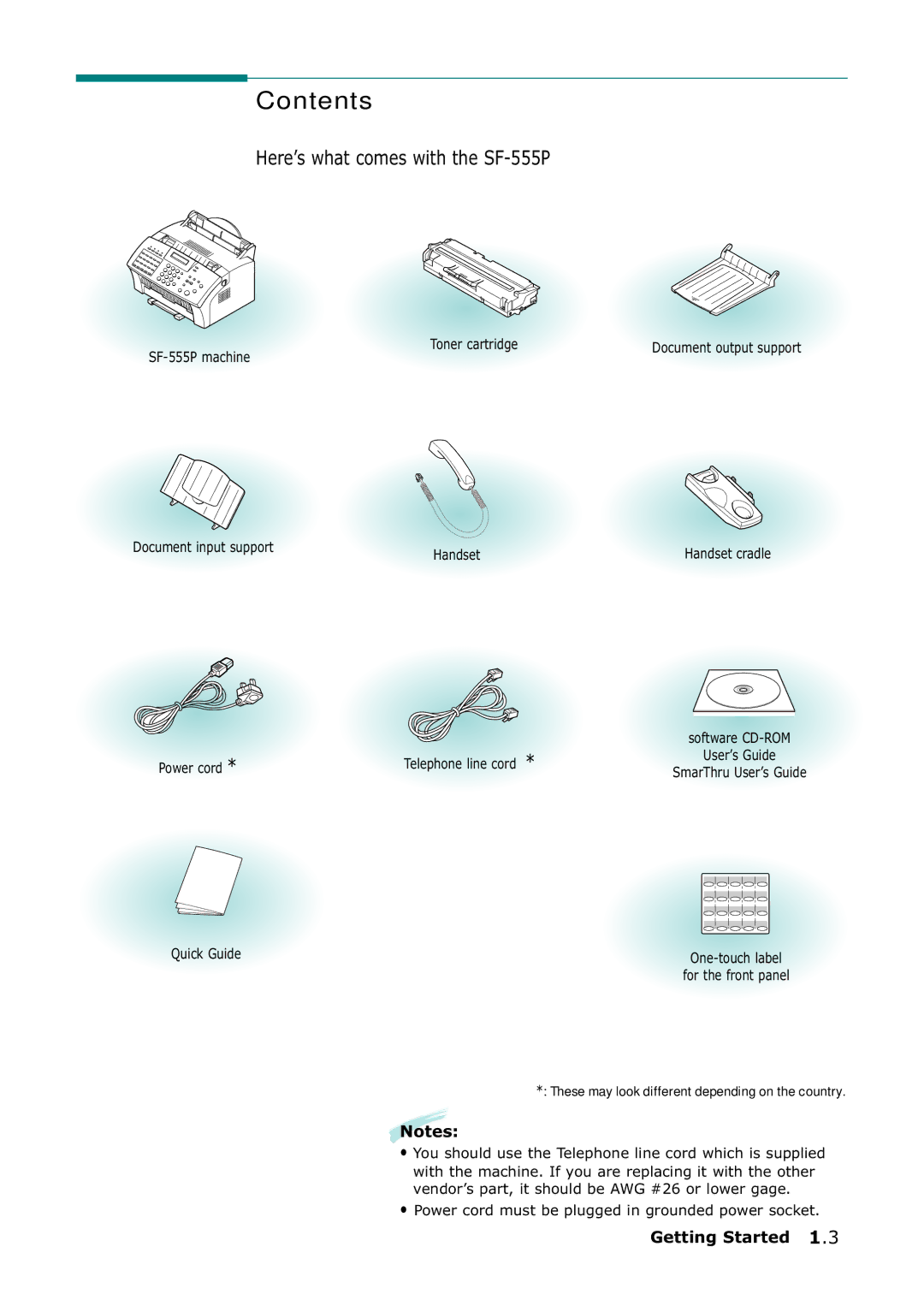 Samsung SF-555P manual Contents 