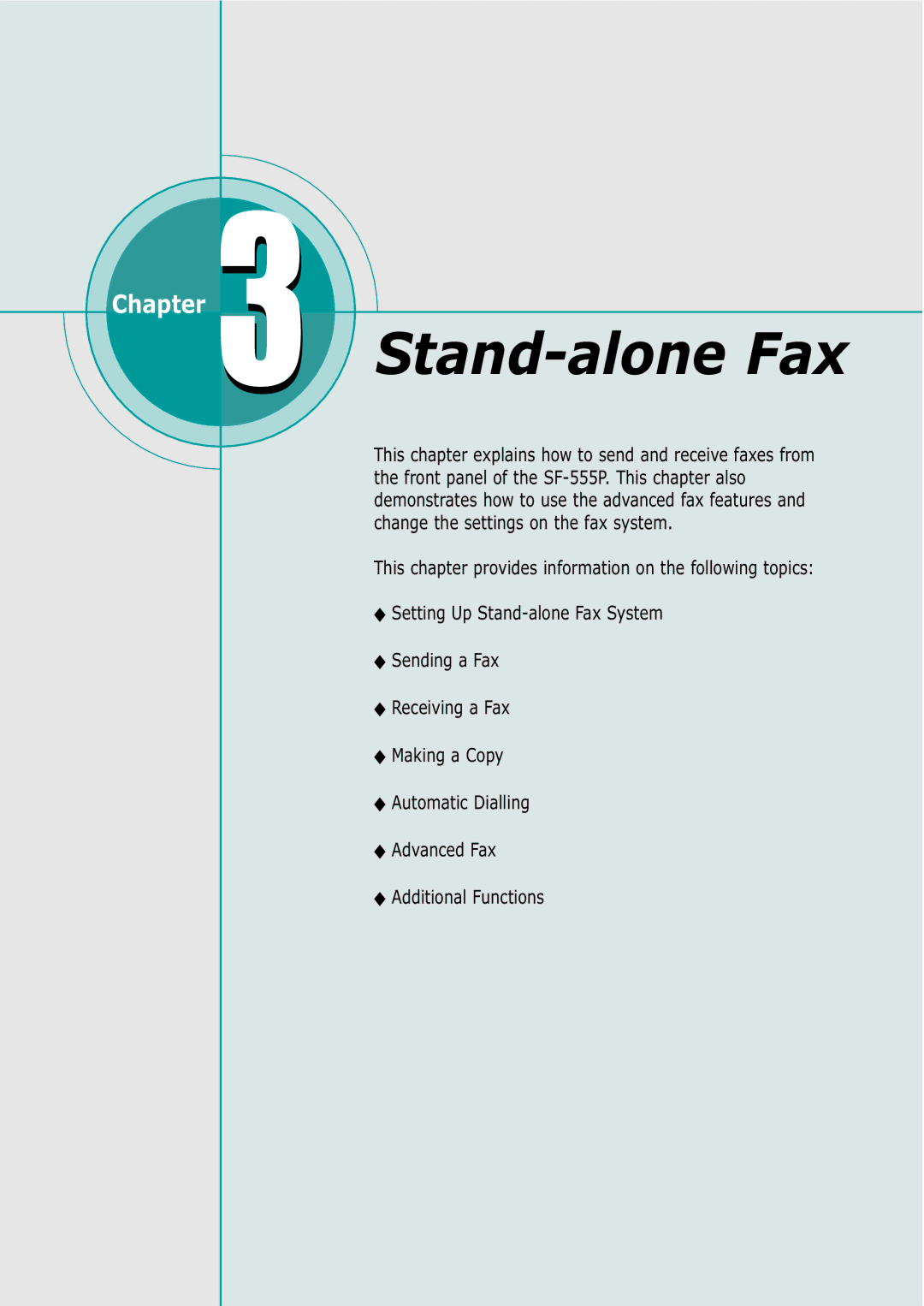 Samsung SF-555P manual Stand-alone Fax 