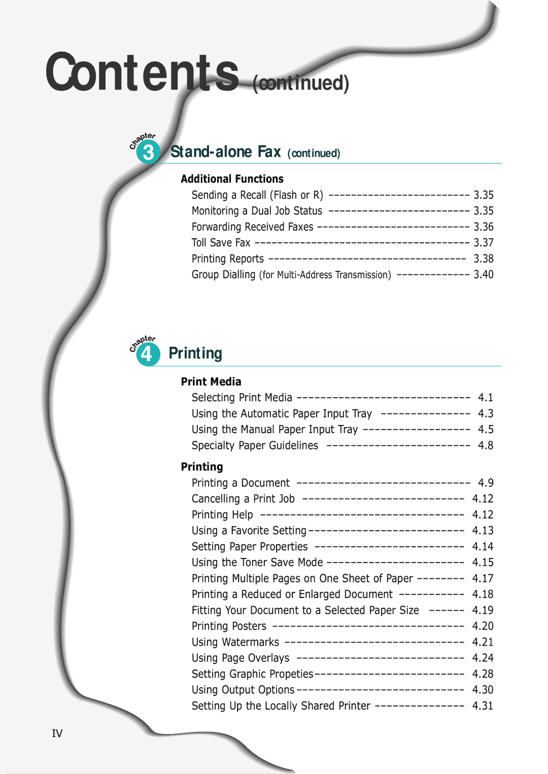 Samsung SF-555P manual Contents 