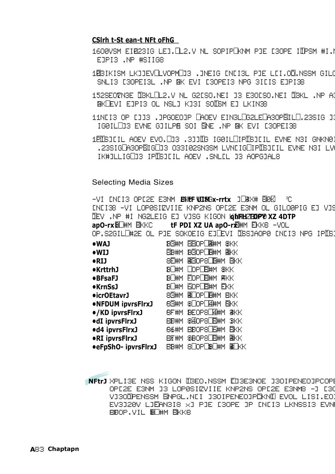 Samsung SF-555P Paper that Might Not Work, Letter, Folio, Legal, Executive, DL. Envelopes, C5 Envelopes, C6 Envelopes 