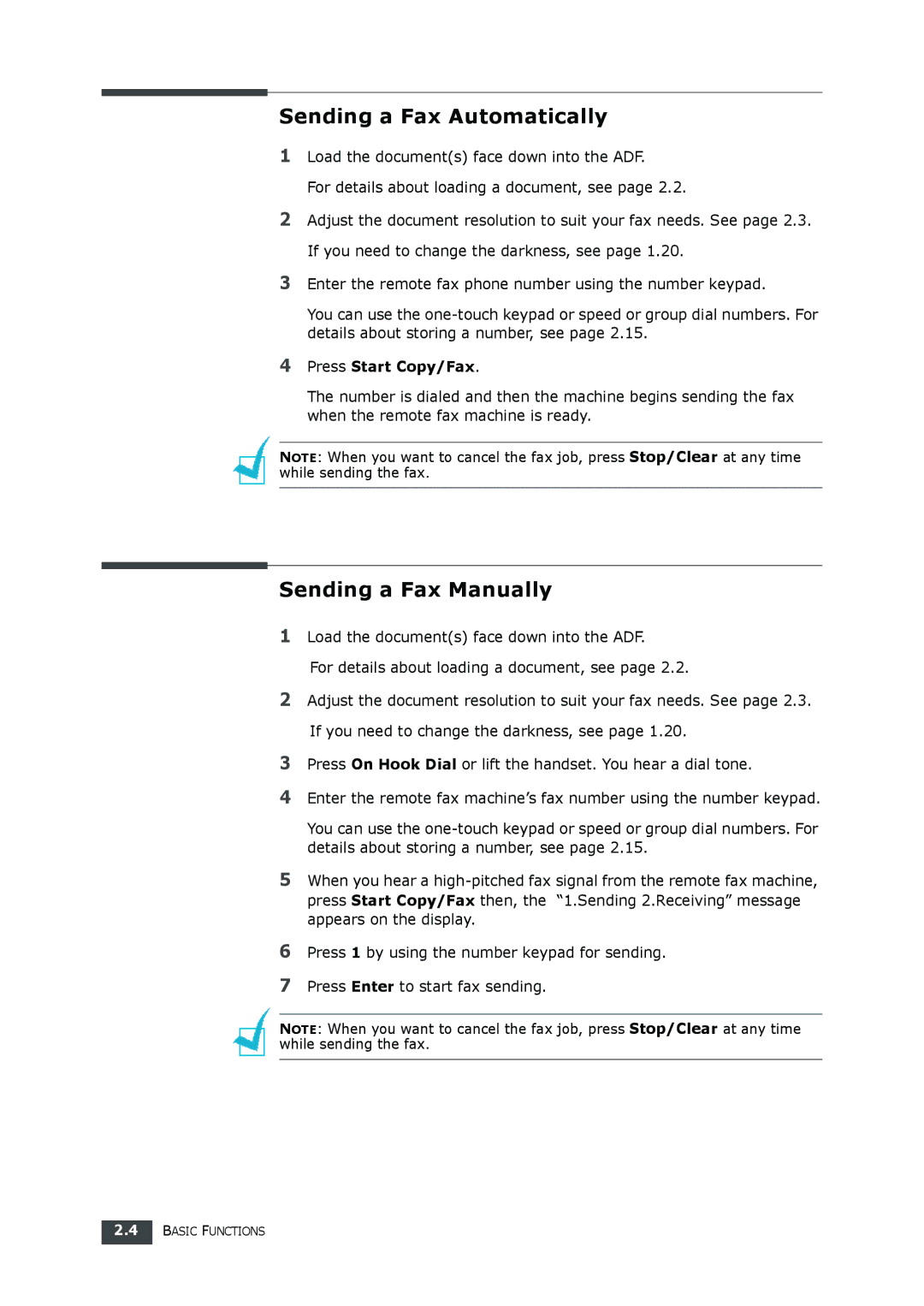 Samsung SF-560 manual Sending a Fax Automatically, Sending a Fax Manually 