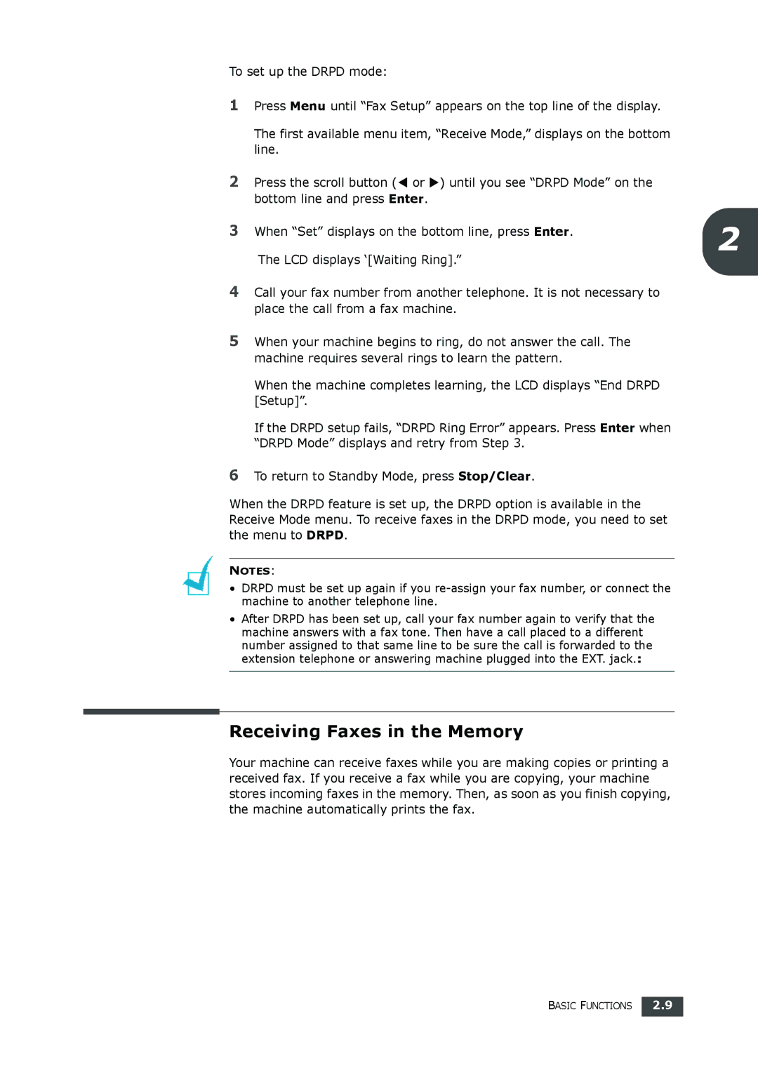 Samsung SF-560 manual Receiving Faxes in the Memory 