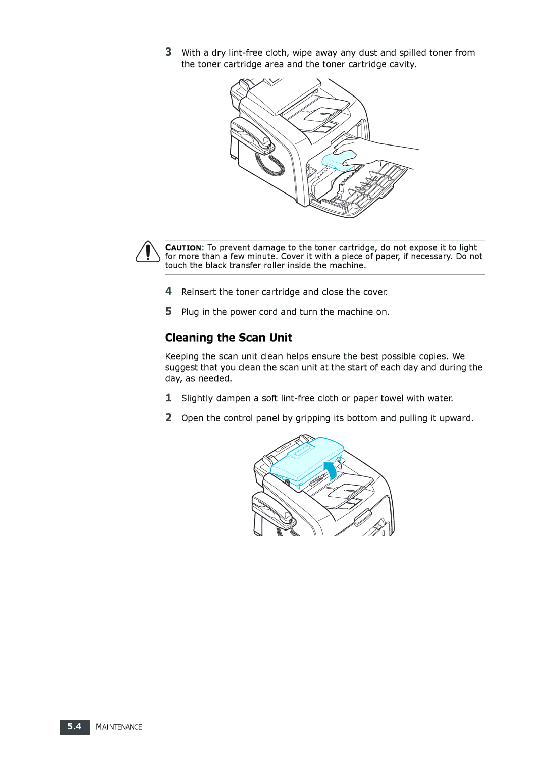 Samsung SF-560 manual Cleaning the Scan Unit 