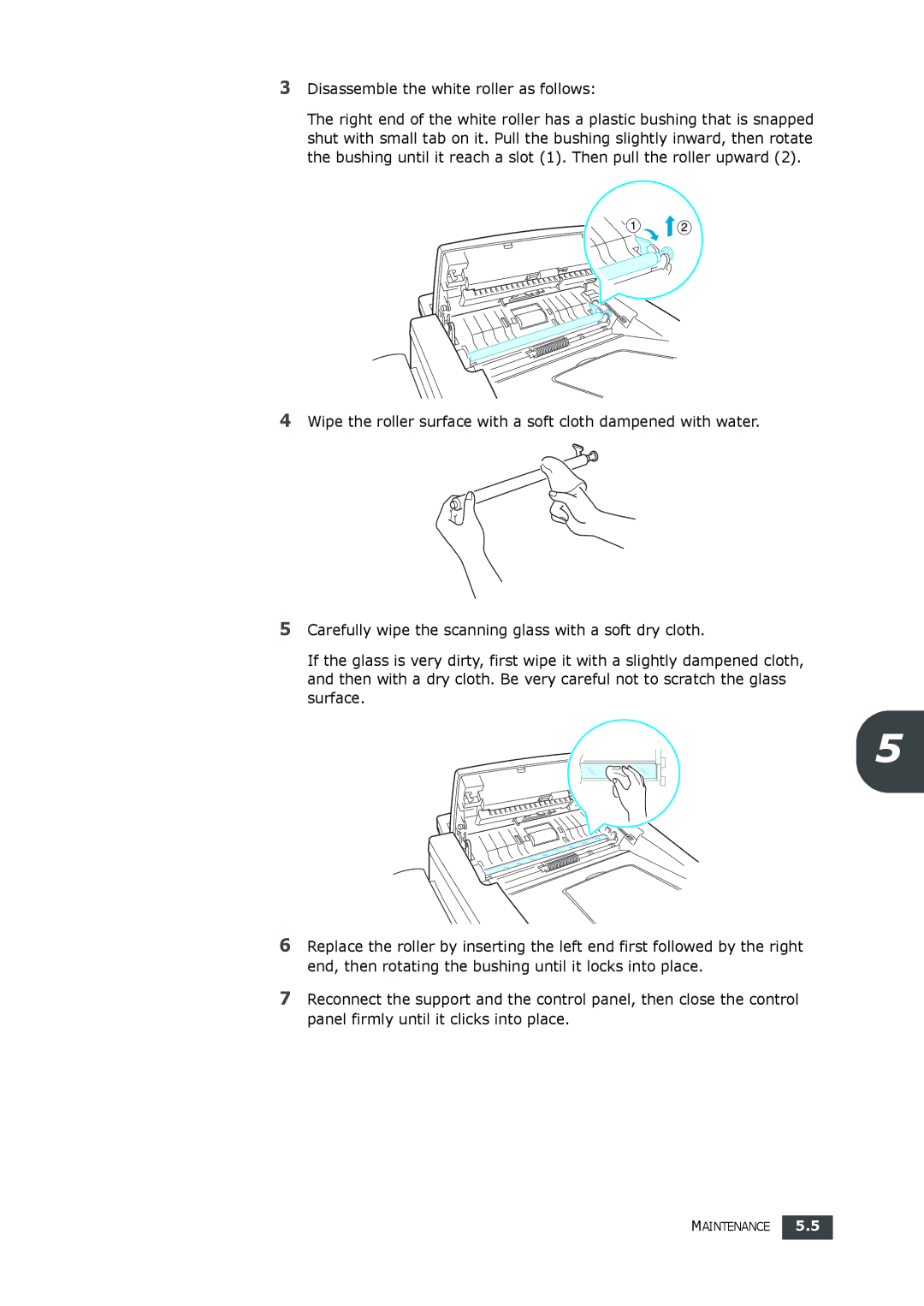 Samsung SF-560 manual Disassemble the white roller as follows 