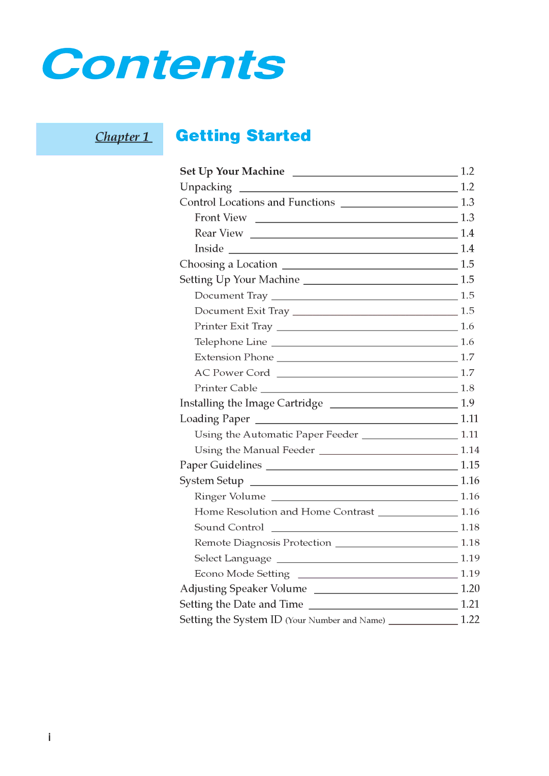 Samsung SF-5800P manual Contents 