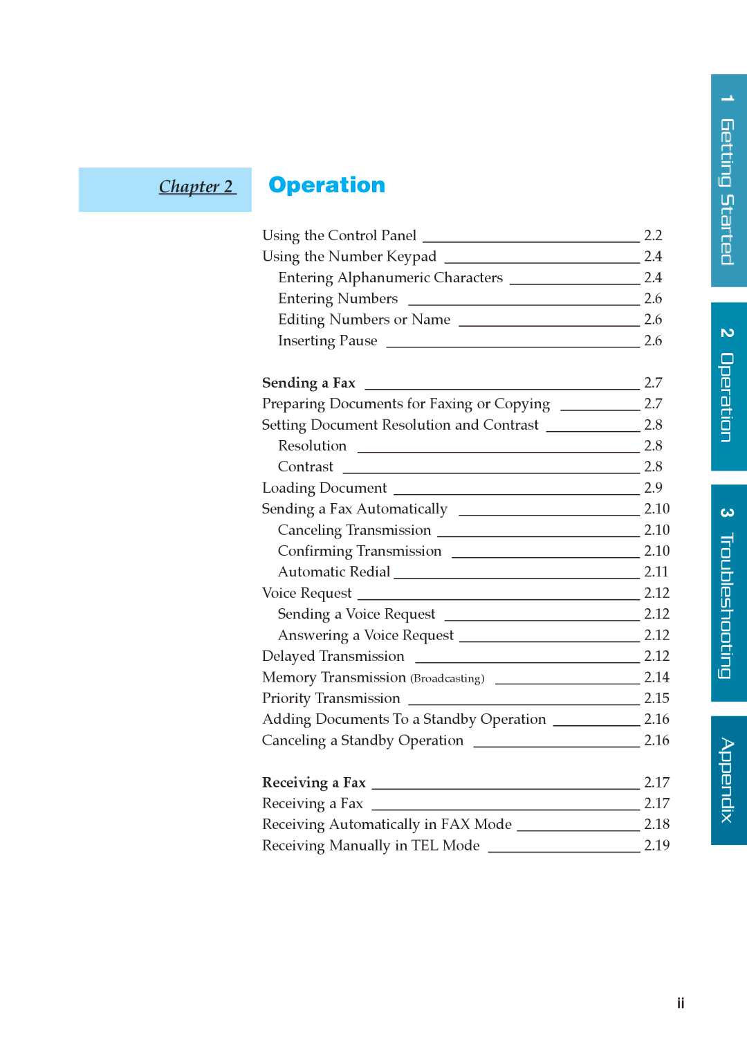 Samsung SF-5800P manual Operation 