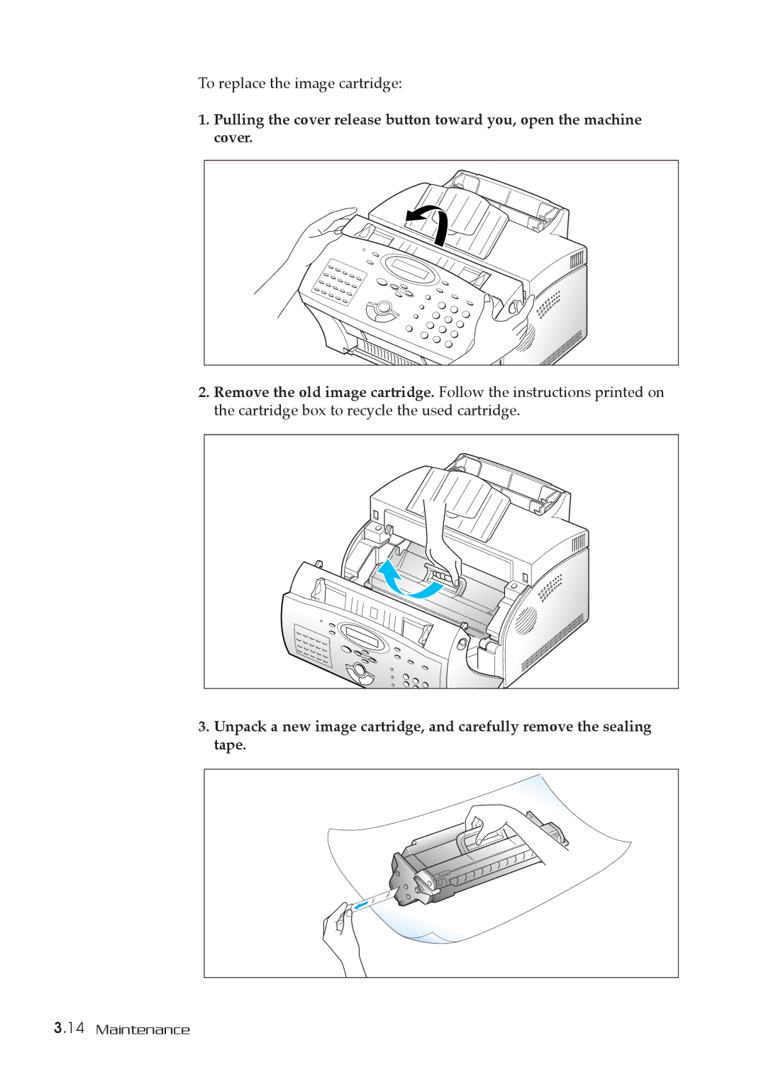 Samsung SF-5800P manual To replace the image cartridge 