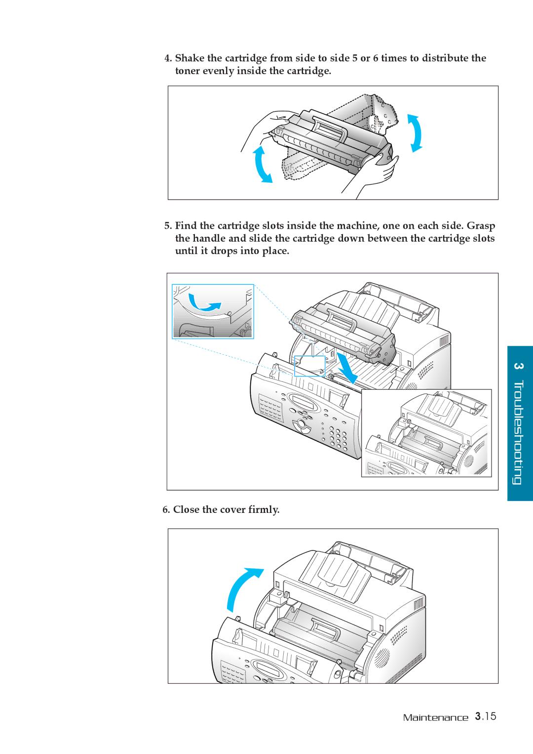 Samsung SF-5800P manual Close the cover firmly 