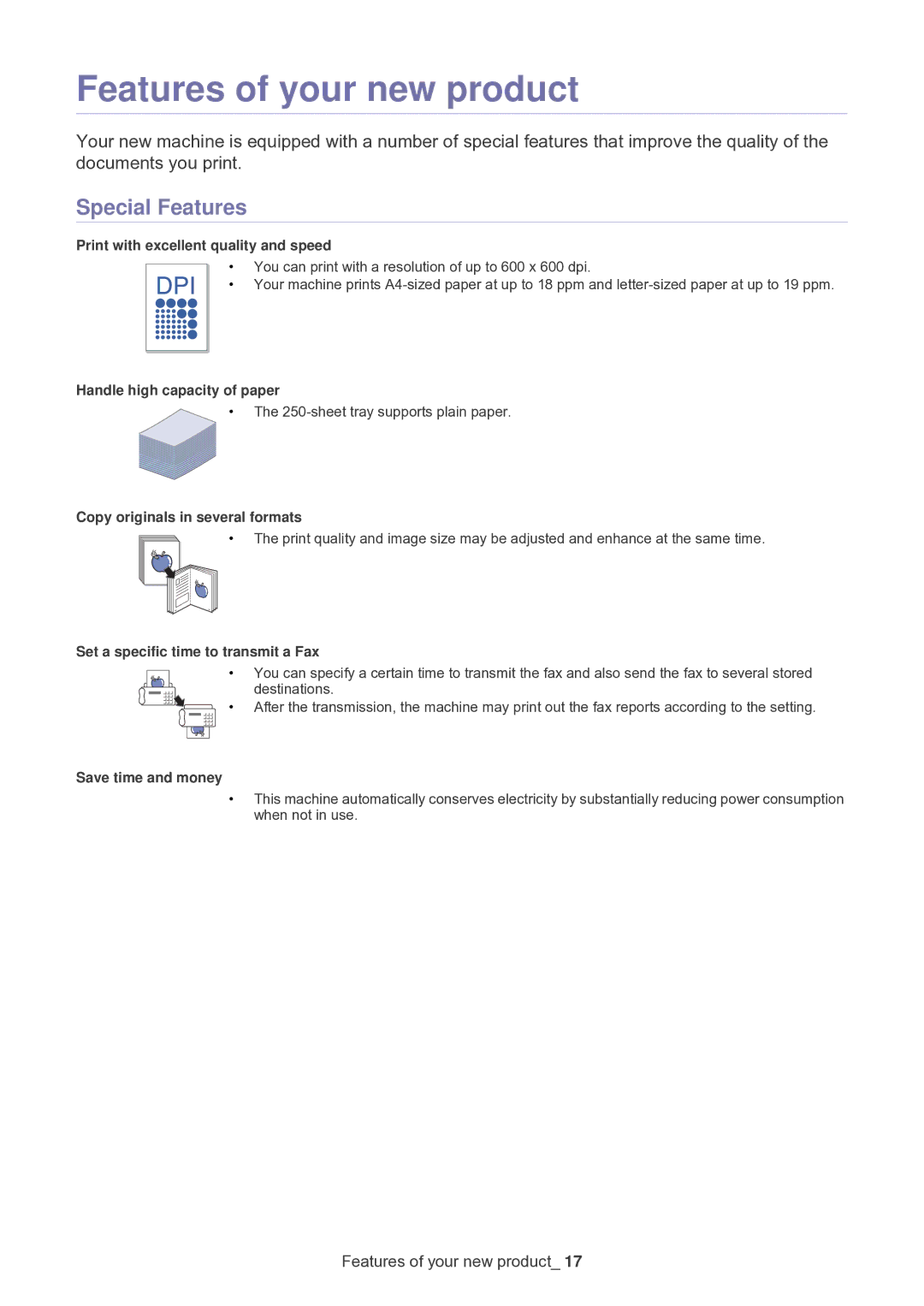 Samsung SF-650 manual Features of your new product, Special Features 