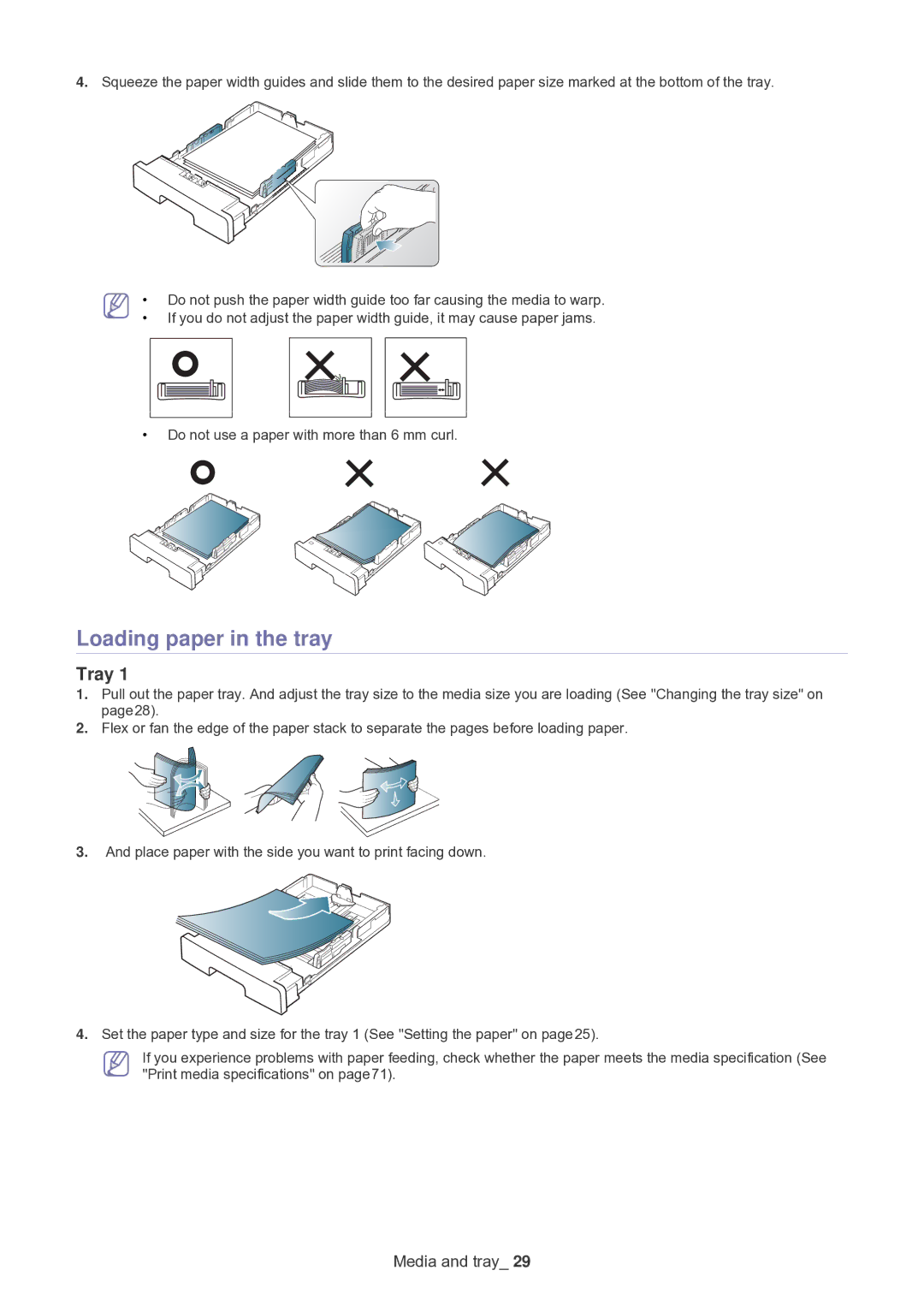 Samsung SF-650 manual Loading paper in the tray, Tray 